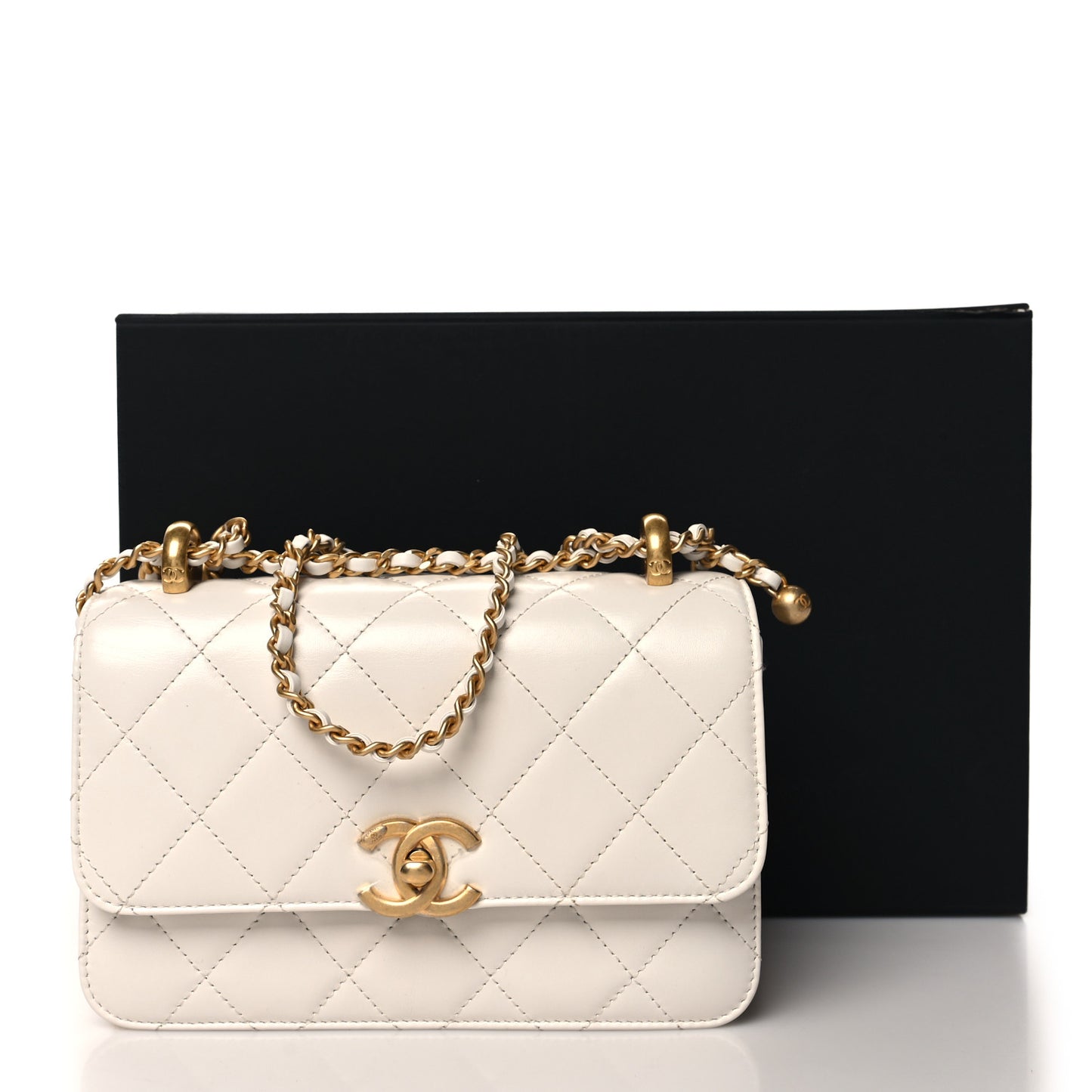 Calfskin Quilted Mini Perfect Fit Flap White