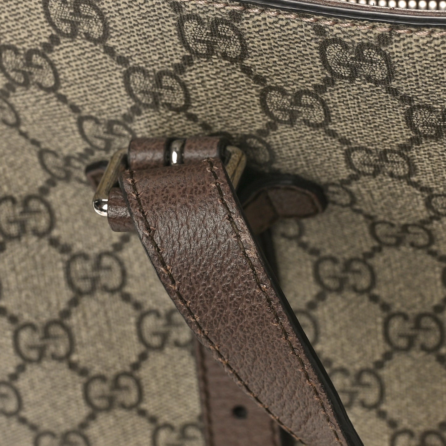 GG Supreme Monogram Textured Dollar Calfskin Small Detail Tote Beige Ebony New Acero