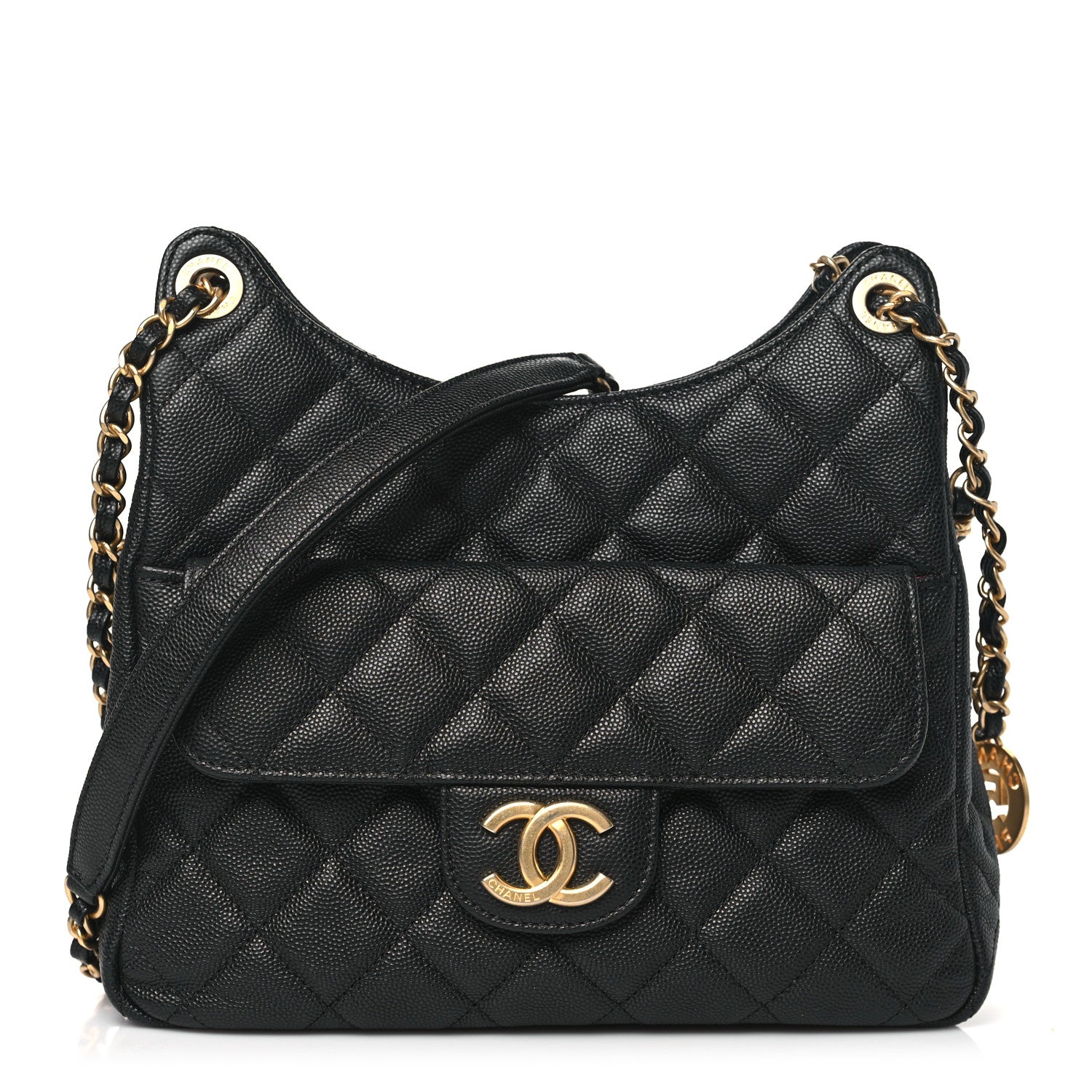 Chanel Caviar Quilted Wavy CC Hobo Black 1 of 10