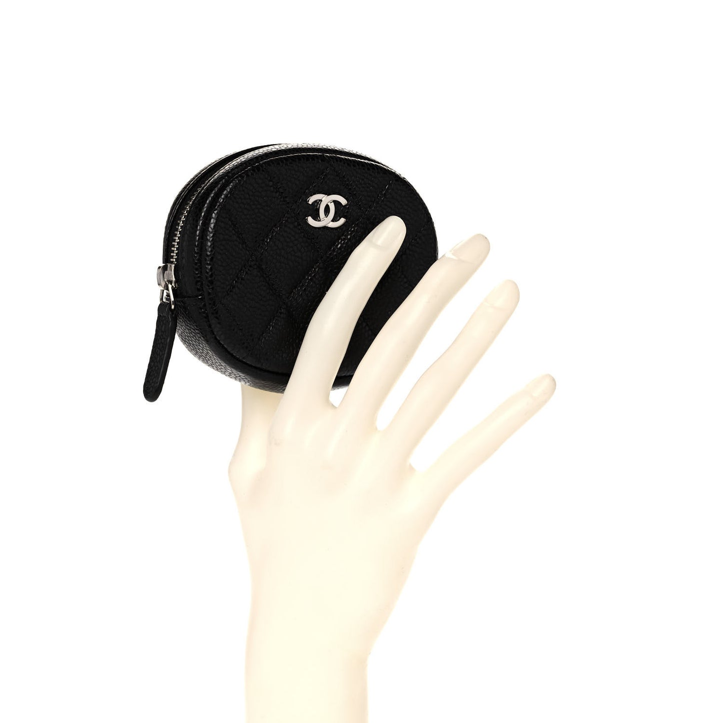 Caviar Quilted Zip Around Classic Coin Purse Black