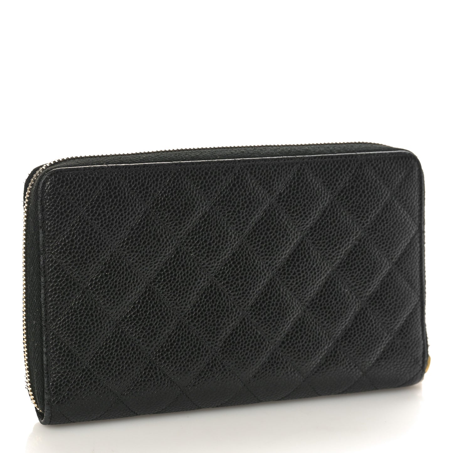 Caviar Quilted Large Zip Around Organizer Wallet Black