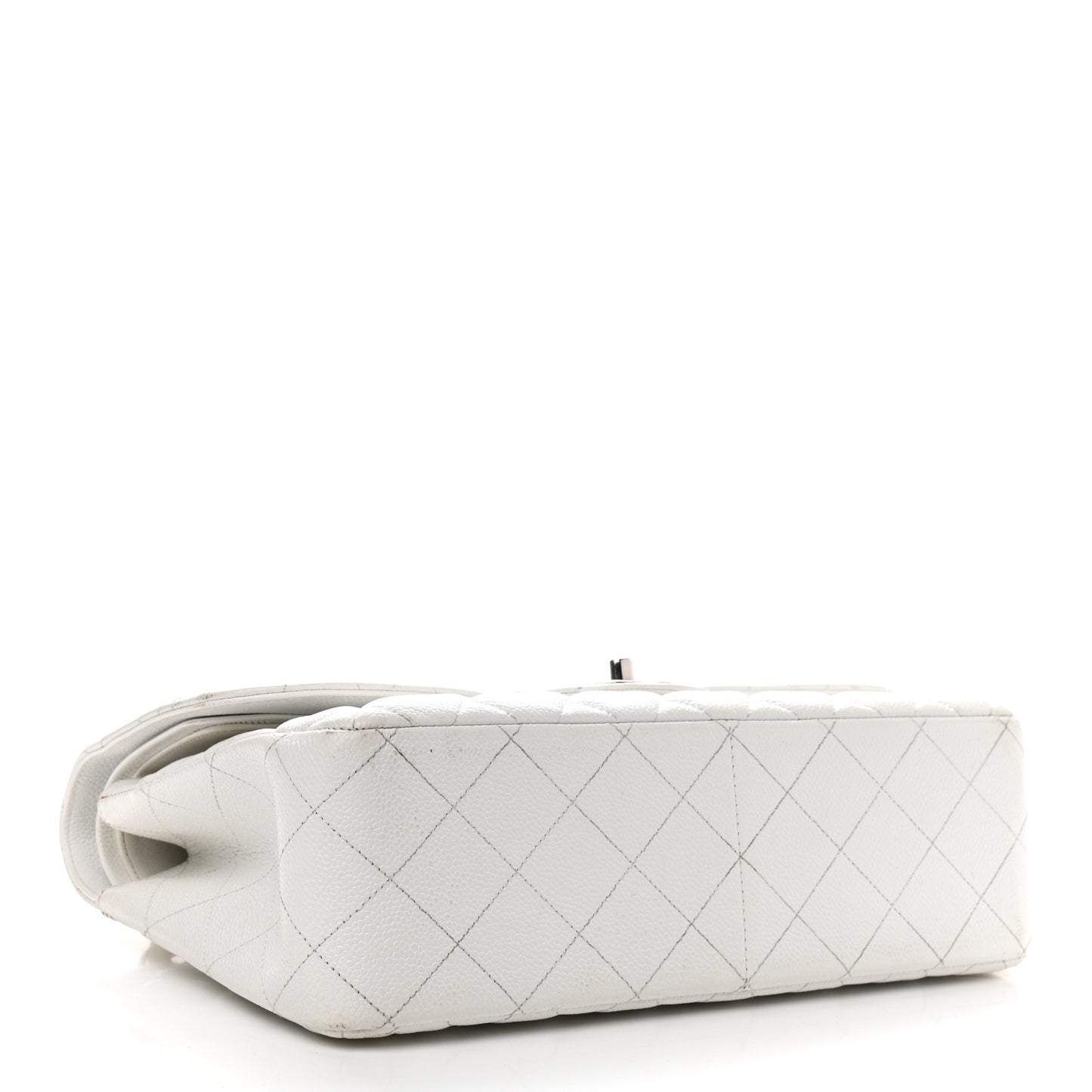 Caviar Quilted Jumbo Double Flap White