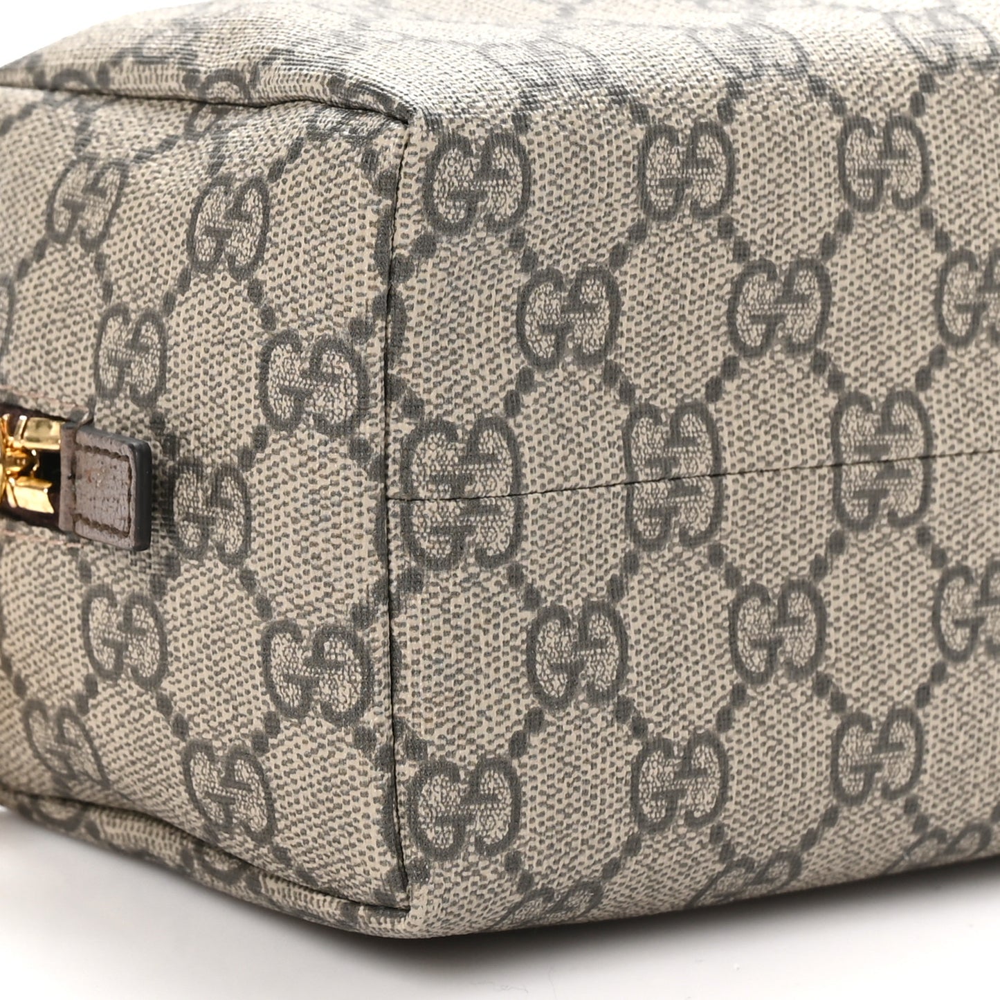 Soft GG Supreme Monogram Calfskin Medium Ophidia Cosmetic Case Beige Ebony New Acero