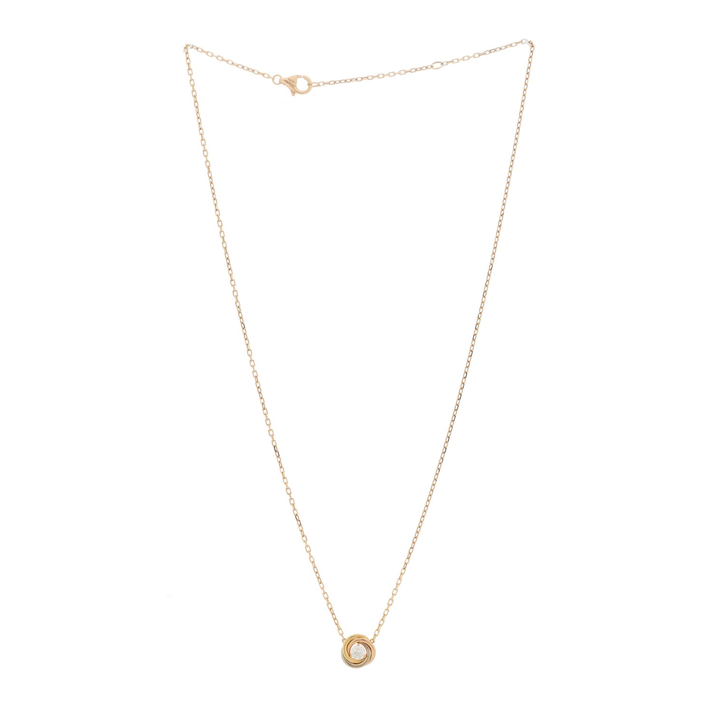 18K Pink White Yellow Gold Diamond Trinity De Cartier Pendant Necklace