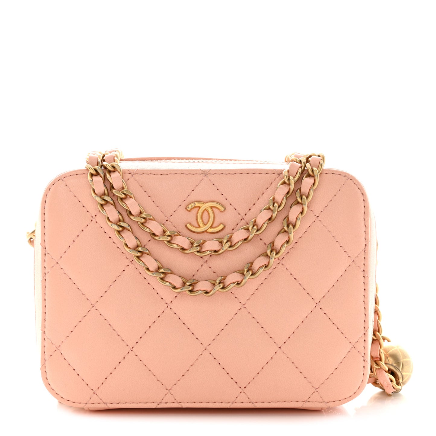 Lambskin Quilted CC Pearl Crush Camera Case Light Pink