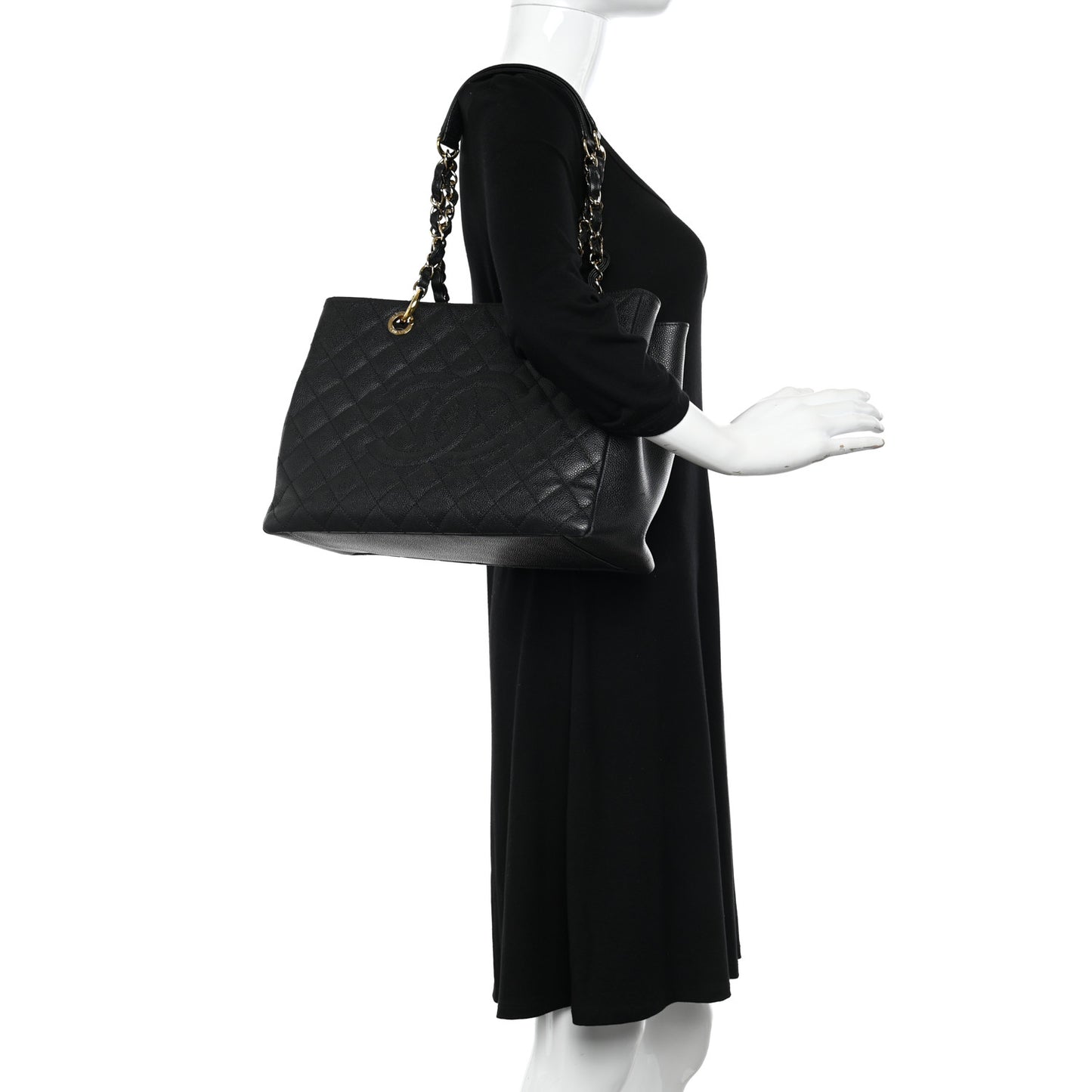 Caviar Quilted Grand Shopping Tote GST Black