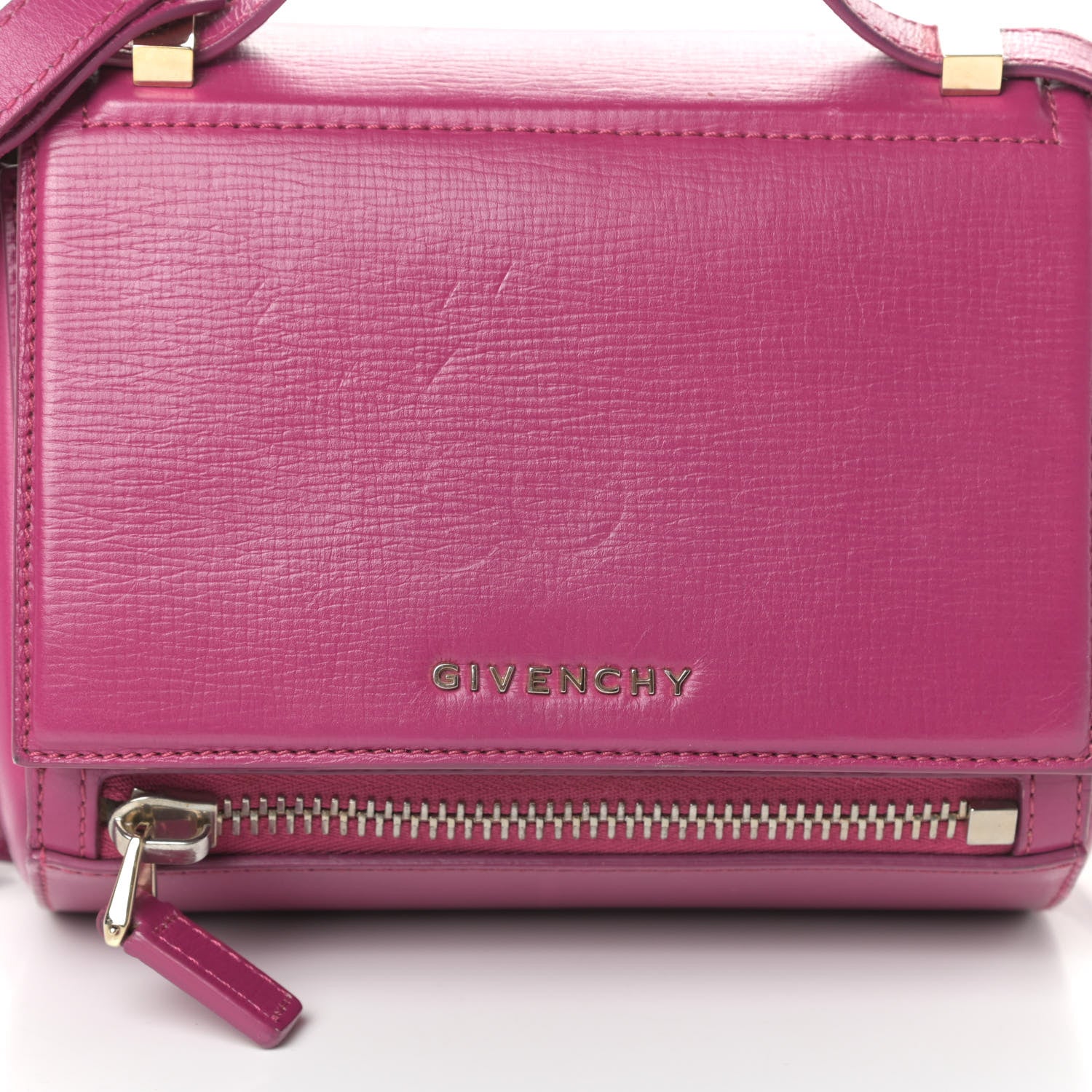 Givenchy Textured Calfskin Mini Pandora Box Crossbody Bag Magenta 7 of 11