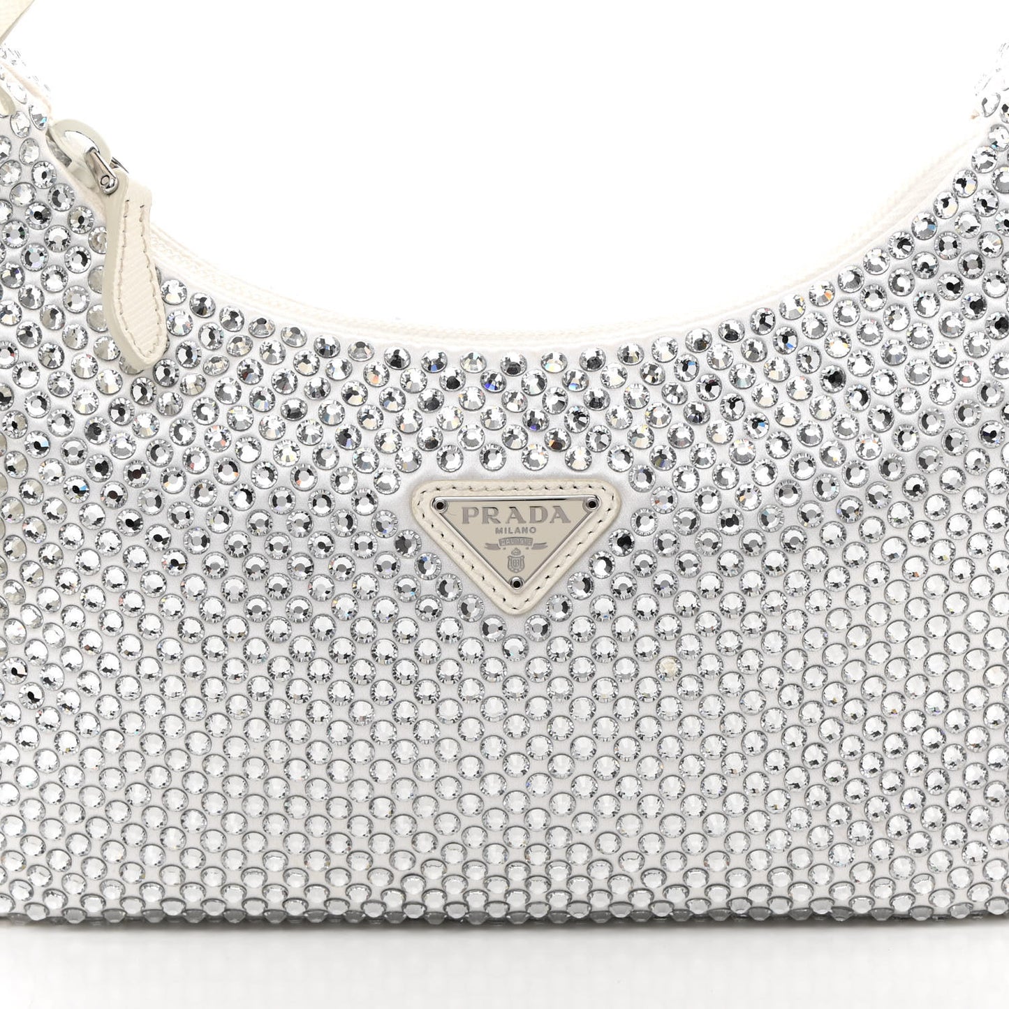Satin Crystal Mini Re-Edition 2000 Bag White