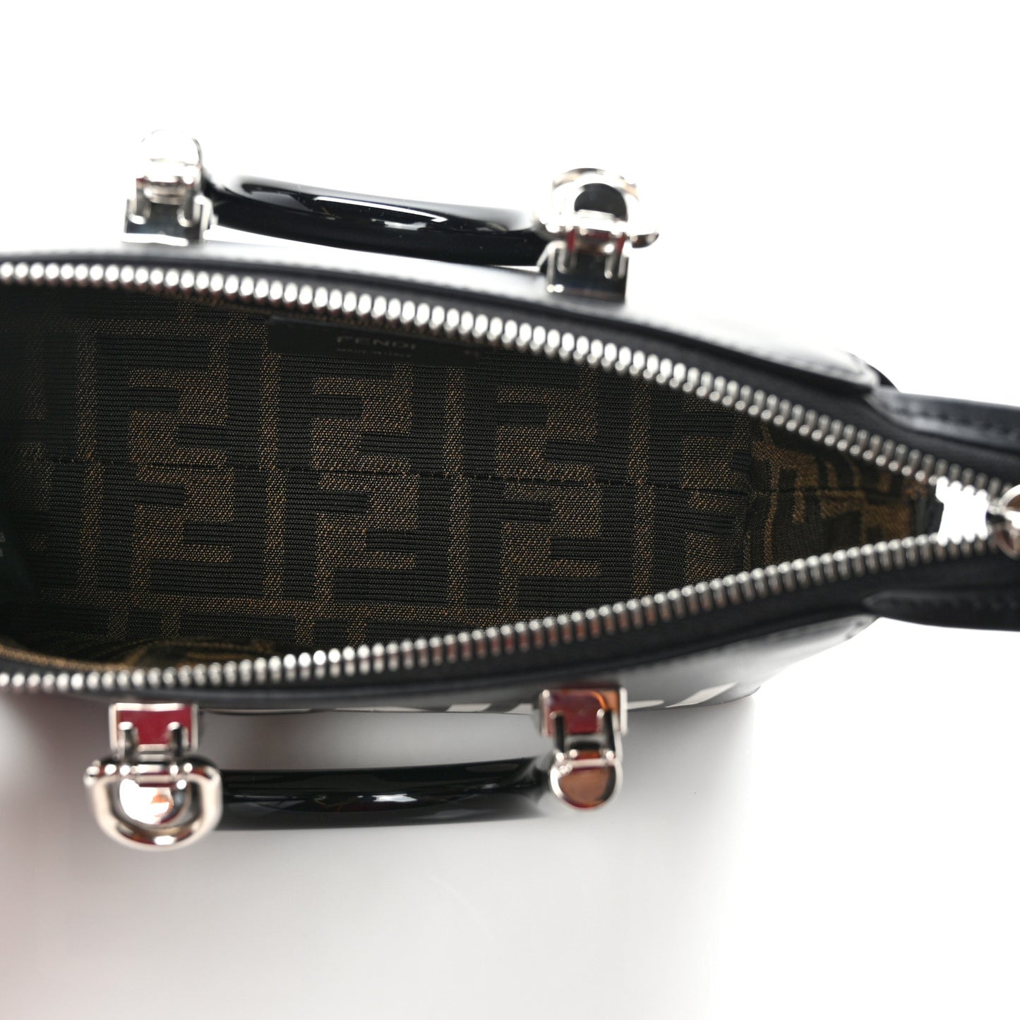 Vitello King Plexiglass Logo Embossed Mini By The Way Top Handle Boston Bag Black White
