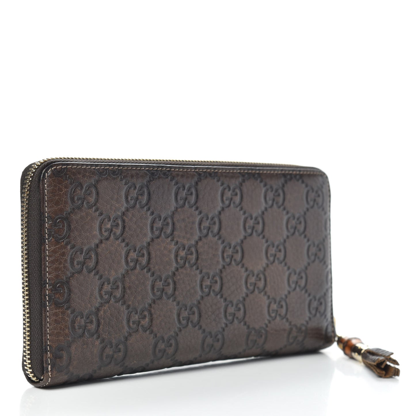Guccissima Bamboo Tassel Zip Around Wallet Brown