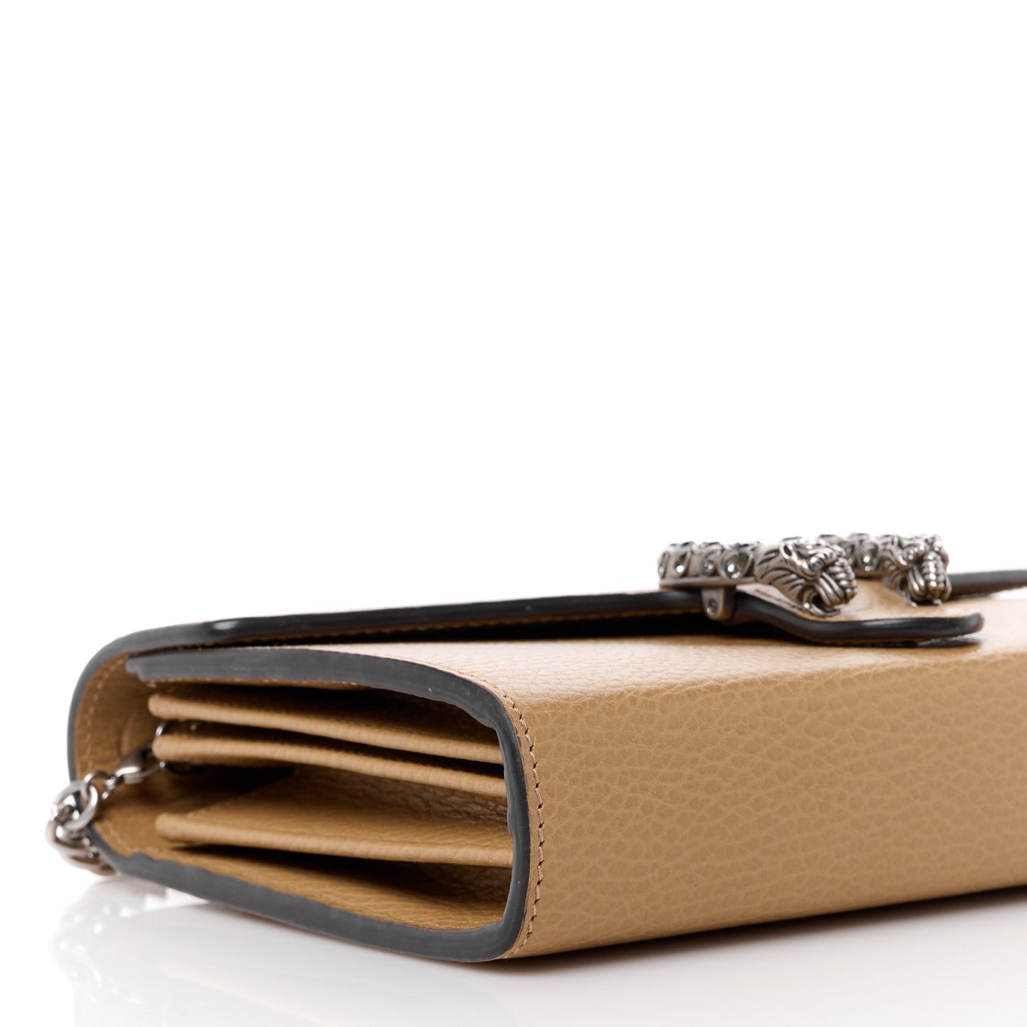 Dollar Calfskin Crystal Mini Dionysus Chain Wallet Natural Tan Black Diamond