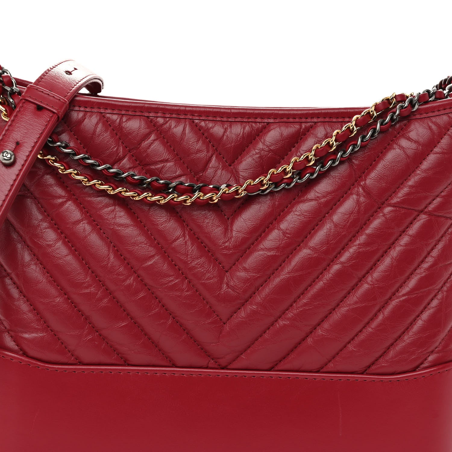 Chanel Aged Calfskin Chevron Quilted Medium Gabrielle Hobo Dark Pink 8 of 11