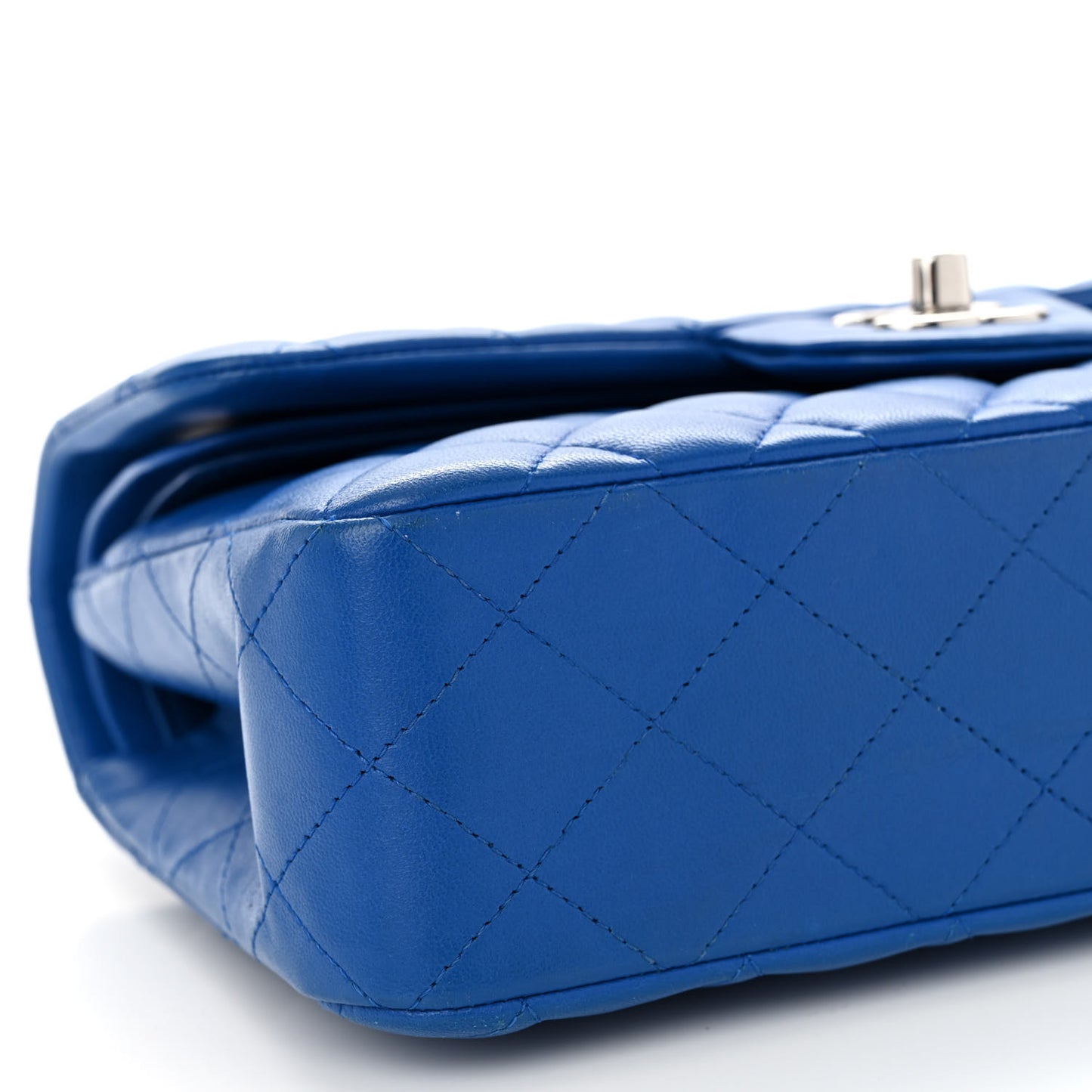 Lambskin Quilted Small Double Flap Blue