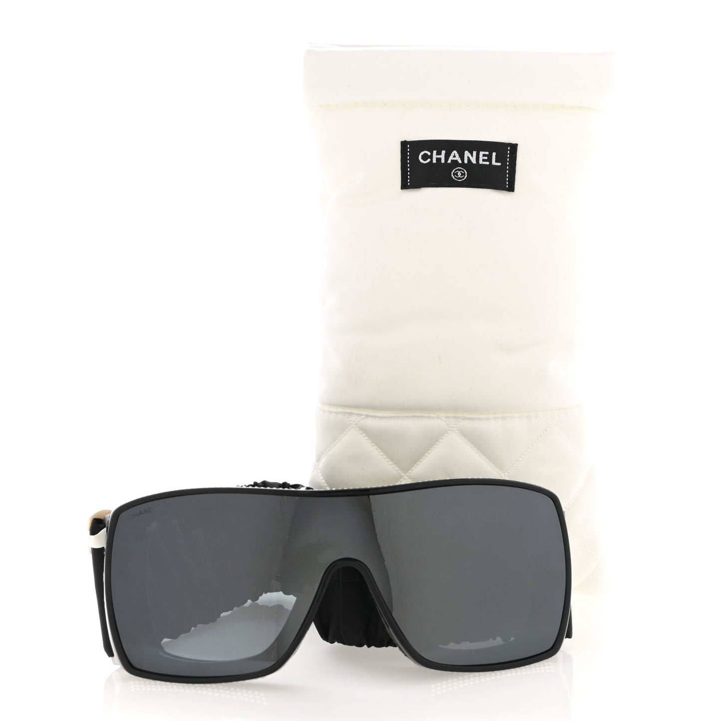 Crystal Acetate Technical Satin Shield Sunglasses Black