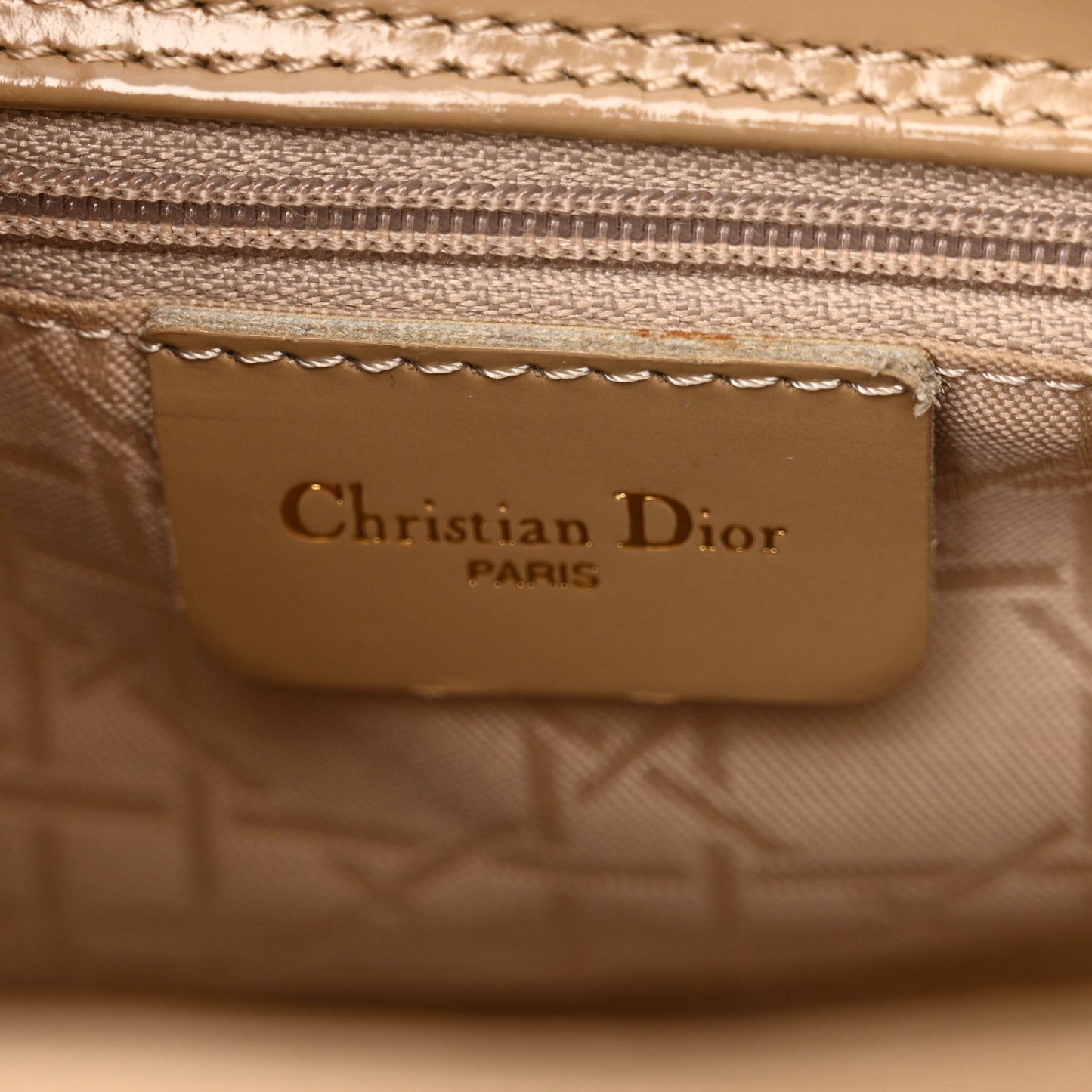Patent Mini Lady Dior Beige