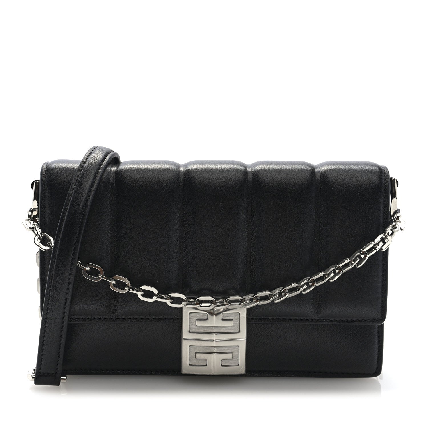 美品✨ GIVENCHY 4G ライトミニバックパック ロゴ ショルダーバッグ Givenchy Lambskin 4G Small Padded Chain Crossbody Bag Black