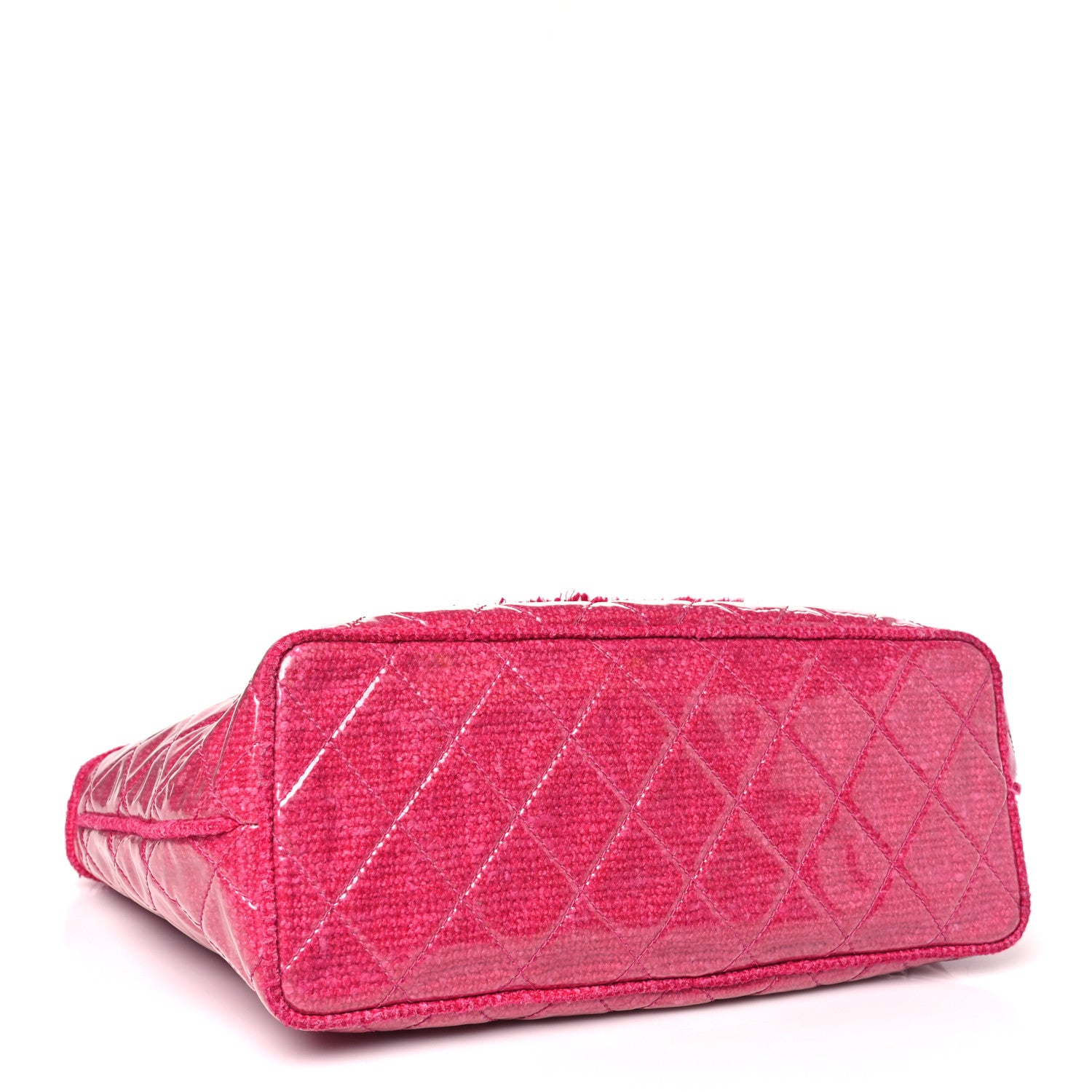 Chanel Vinyl Quilted Funny Tweed Tote Fuchsia 4 of 12