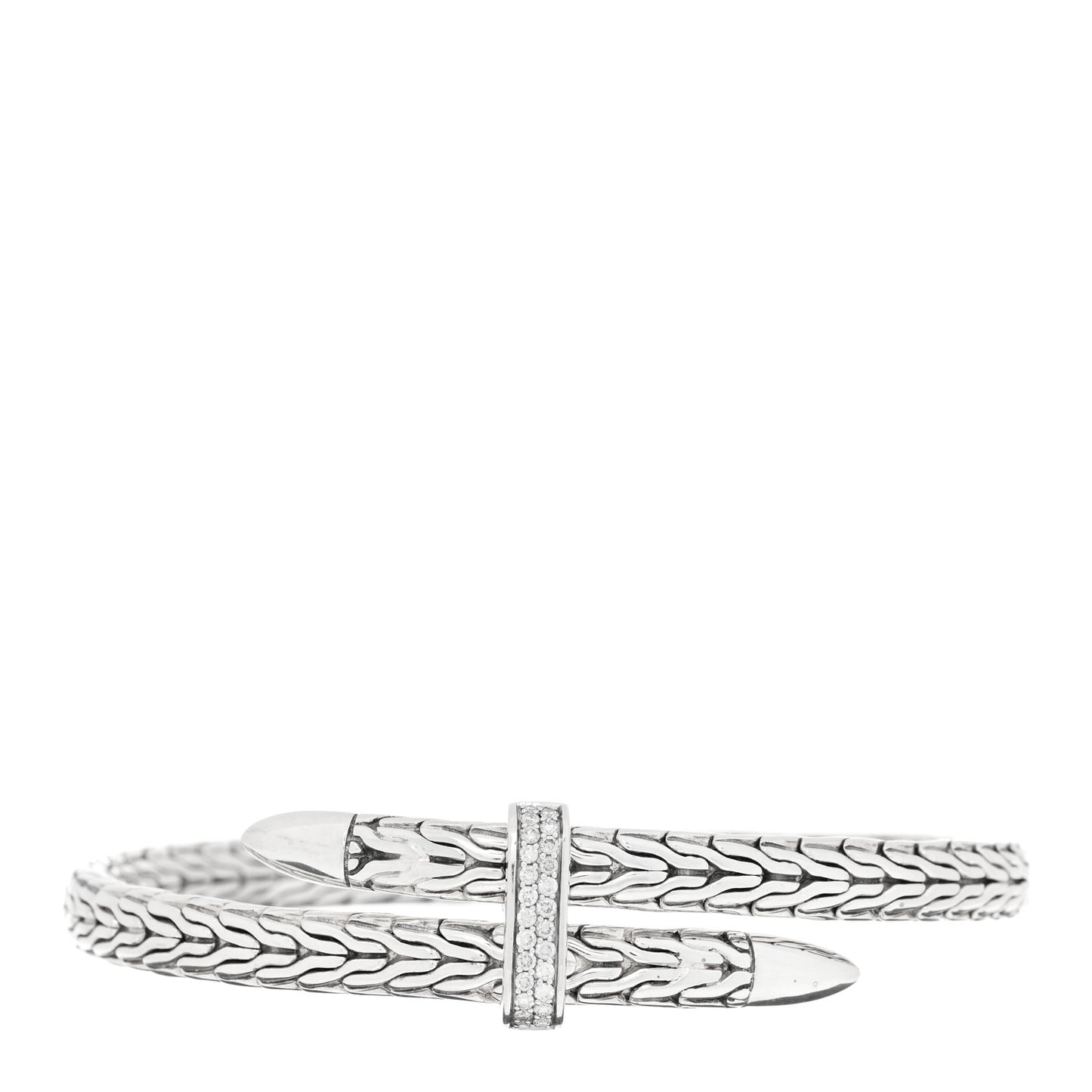 Sterling Silver Diamond Classic Chain Spear Flex Cuff Bracelet