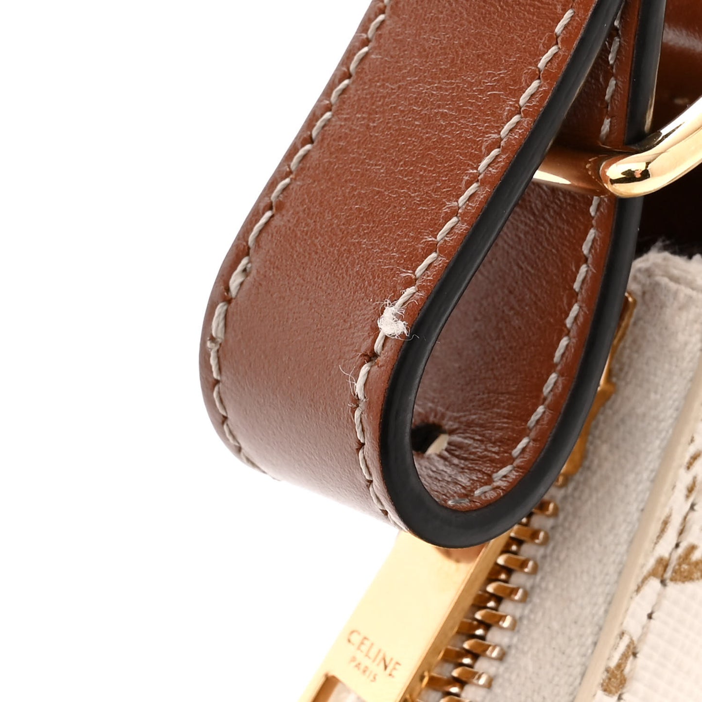 Canvas Calfskin Ava Triomphe Shoulder Bag White