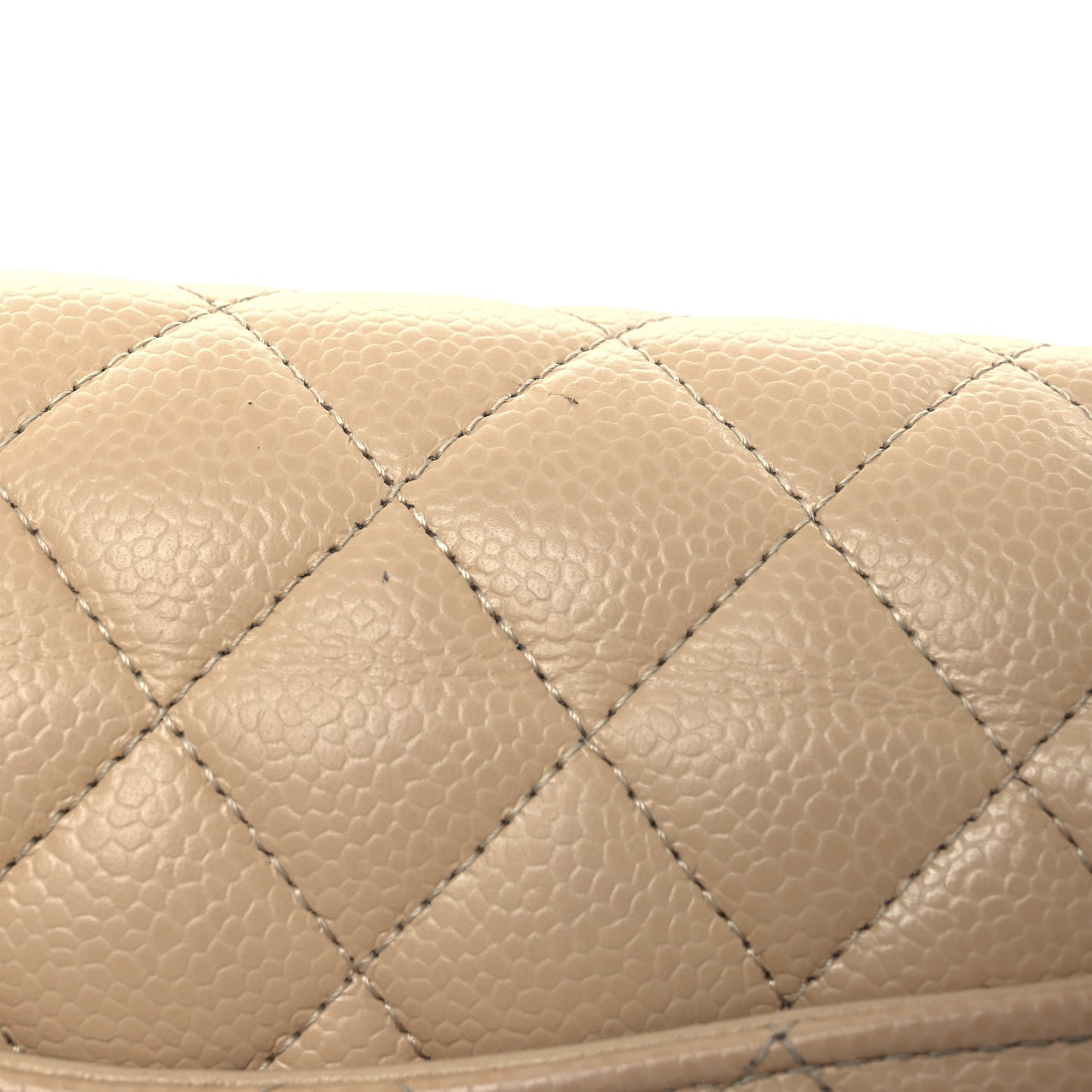 Caviar Quilted Medium Double Flap Beige