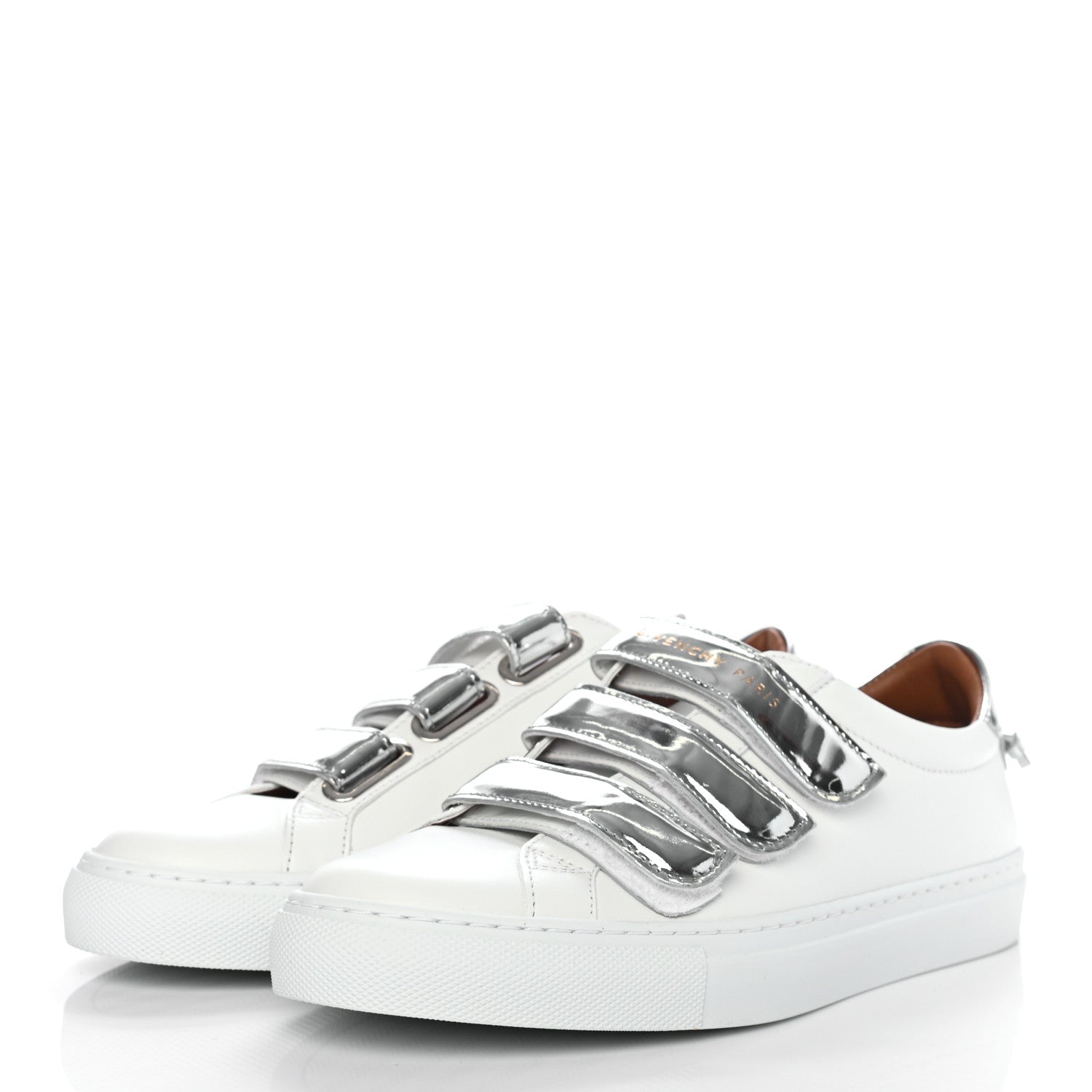 Givenchy Metallic Calfskin Velcro Strap Womens Urban Street Sneakers 37 White Silver 3 of 8