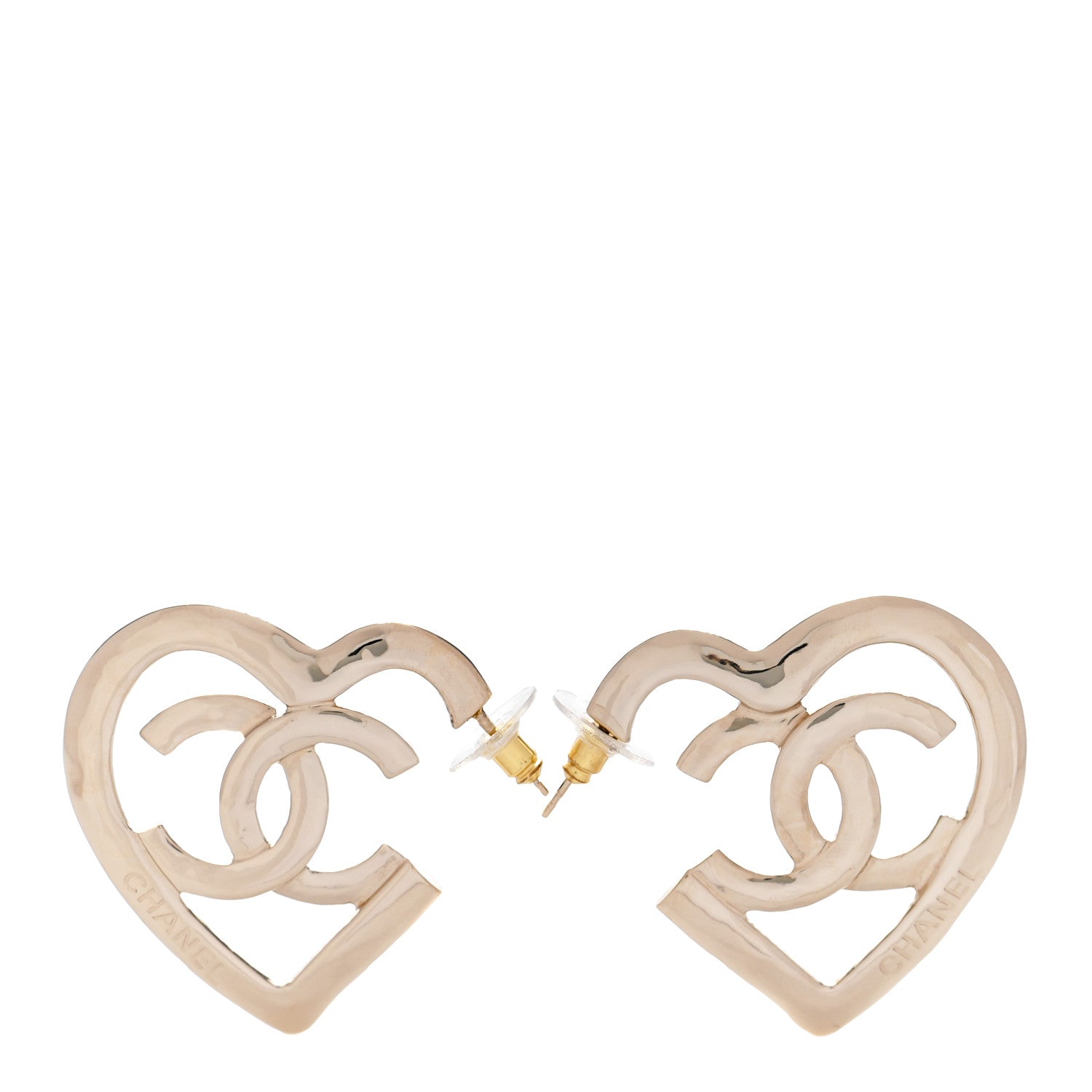 Chanel Metal CC Heart Coco In Love Hoop Earrings Gold 1108347 ...