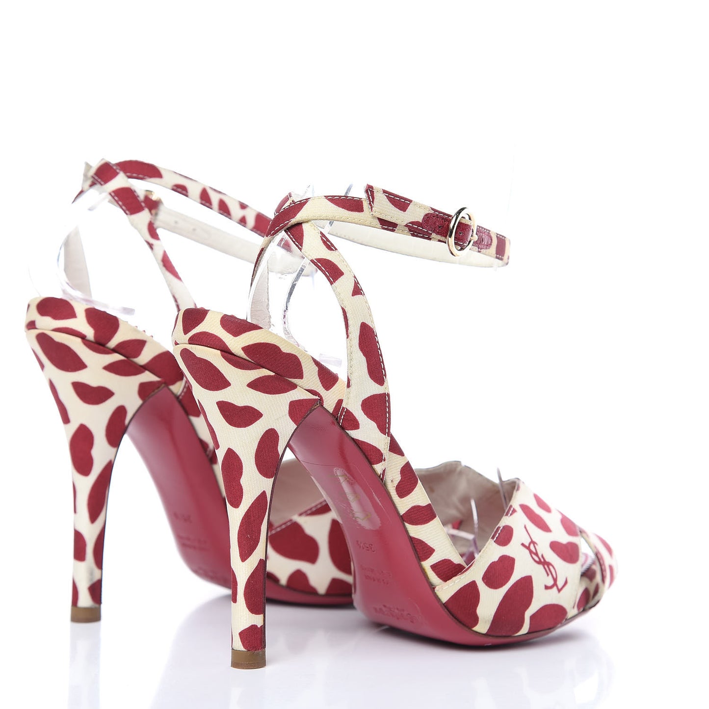 Canvas Lip Print Eva 95 Cross Sandals 35.5 Cherry