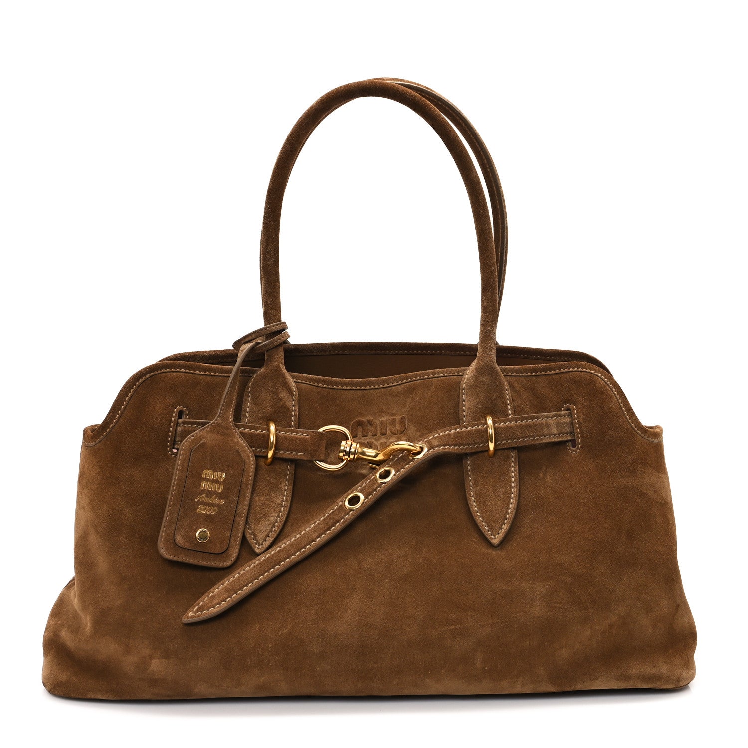 Miu Miu Camoscio Large Aventure Bag Olive Green 1 of 9