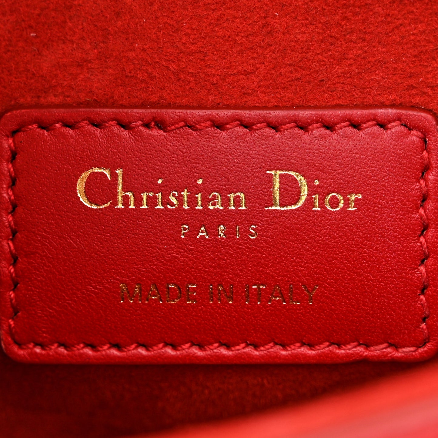 CHRISTIAN DIOR Lambskin Mini 3D Floral Saddle Bag Red