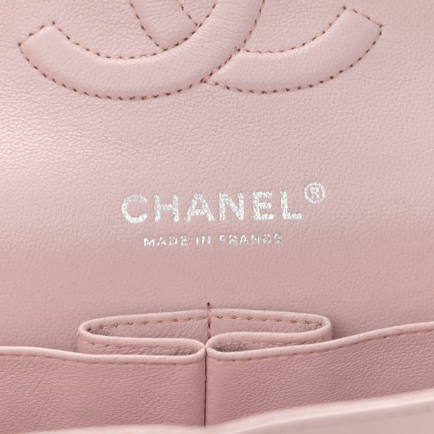 Lambskin Quilted Medium Double Flap Light Pink