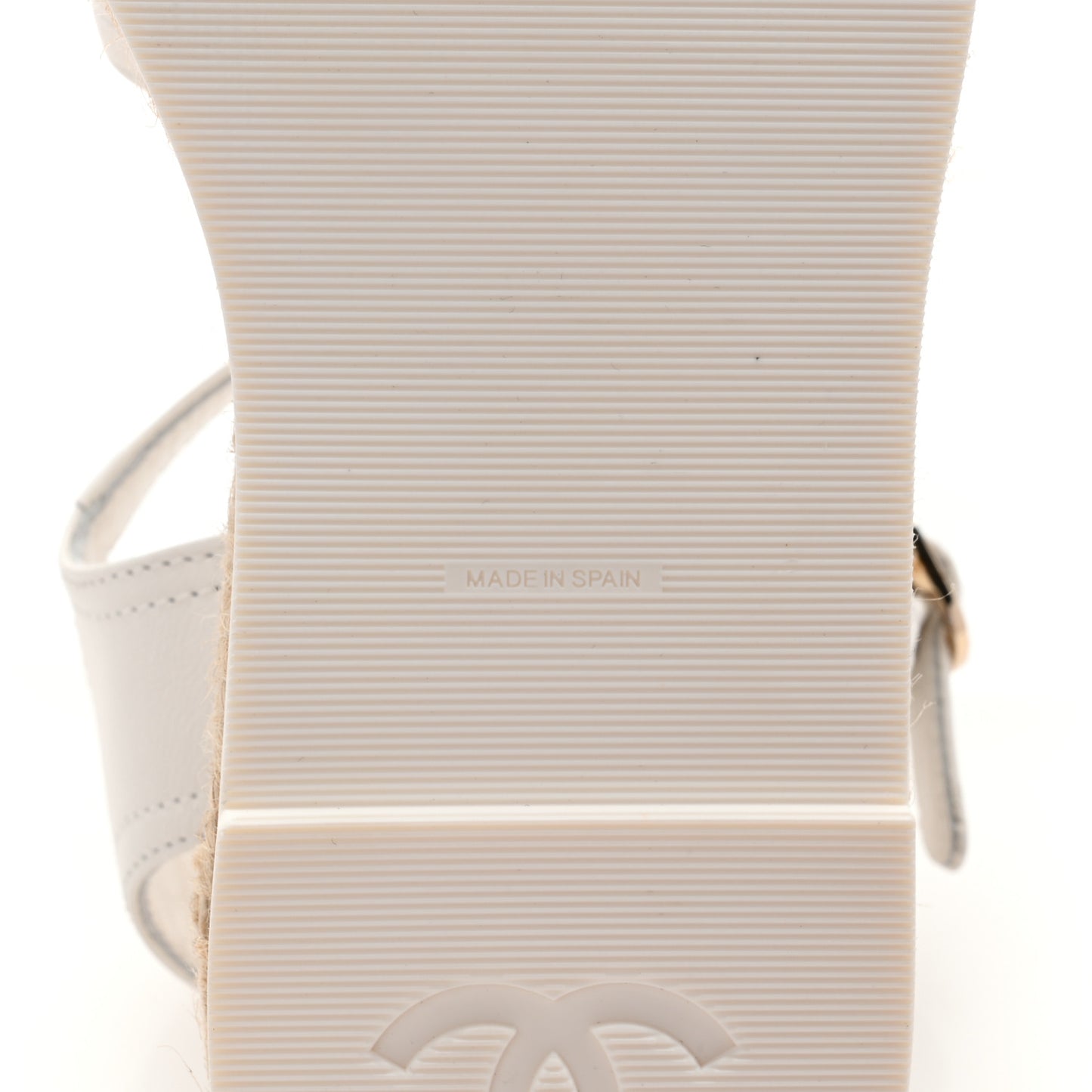 Lambskin Cap Toe CC Espadrille Sandals 35 White Black