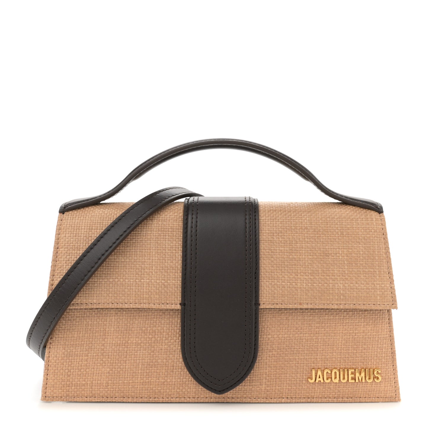 Raffia Smooth Calfskin Le Grand Bambino Natural Dark Brown