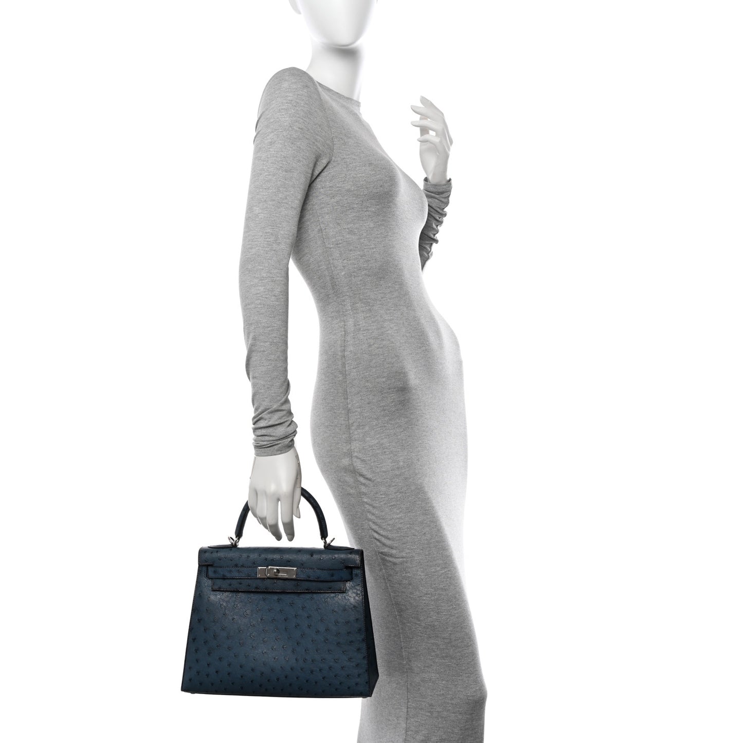 Ostrich Kelly Sellier 28 Bleu Roi