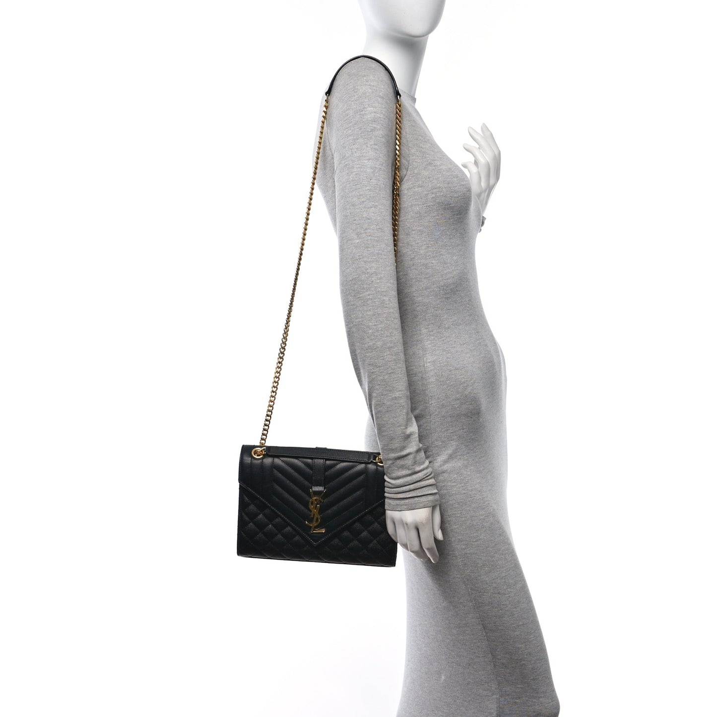 Grain De Poudre Textured Mixed Matelasse Triquilt Medium Monogram Satchel Black