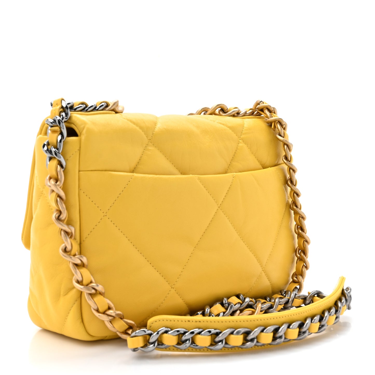 Lambskin Quilted Medium Chanel 19 Flap Yellow