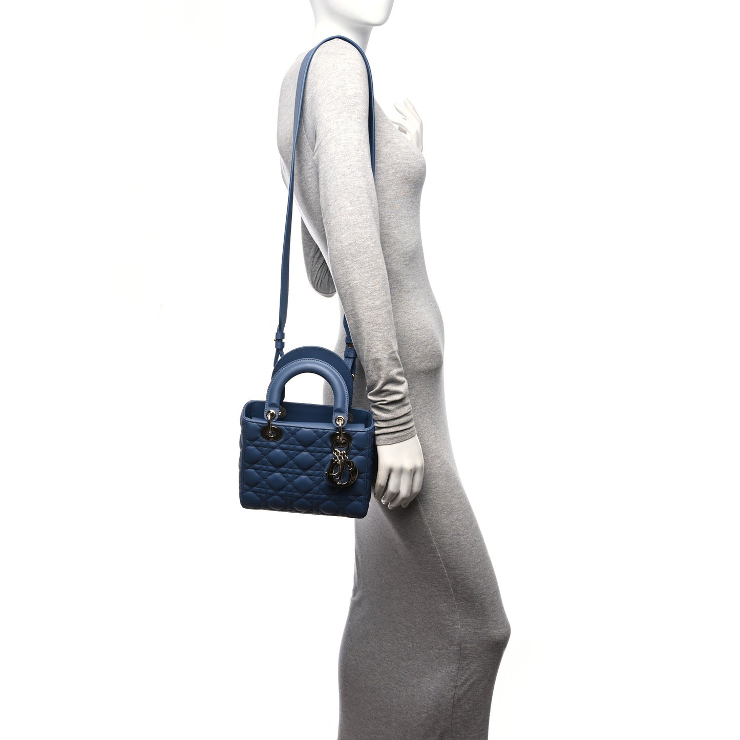 Lambskin Cannage Small My ABCDior Lady Dior Denim Blue