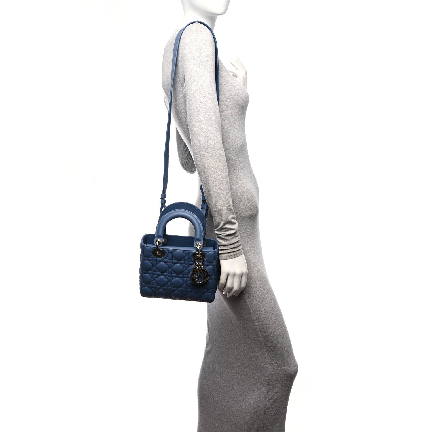 Christian Dior Lambskin Cannage Small My ABCDior Lady Dior Denim Blue 3 of 10