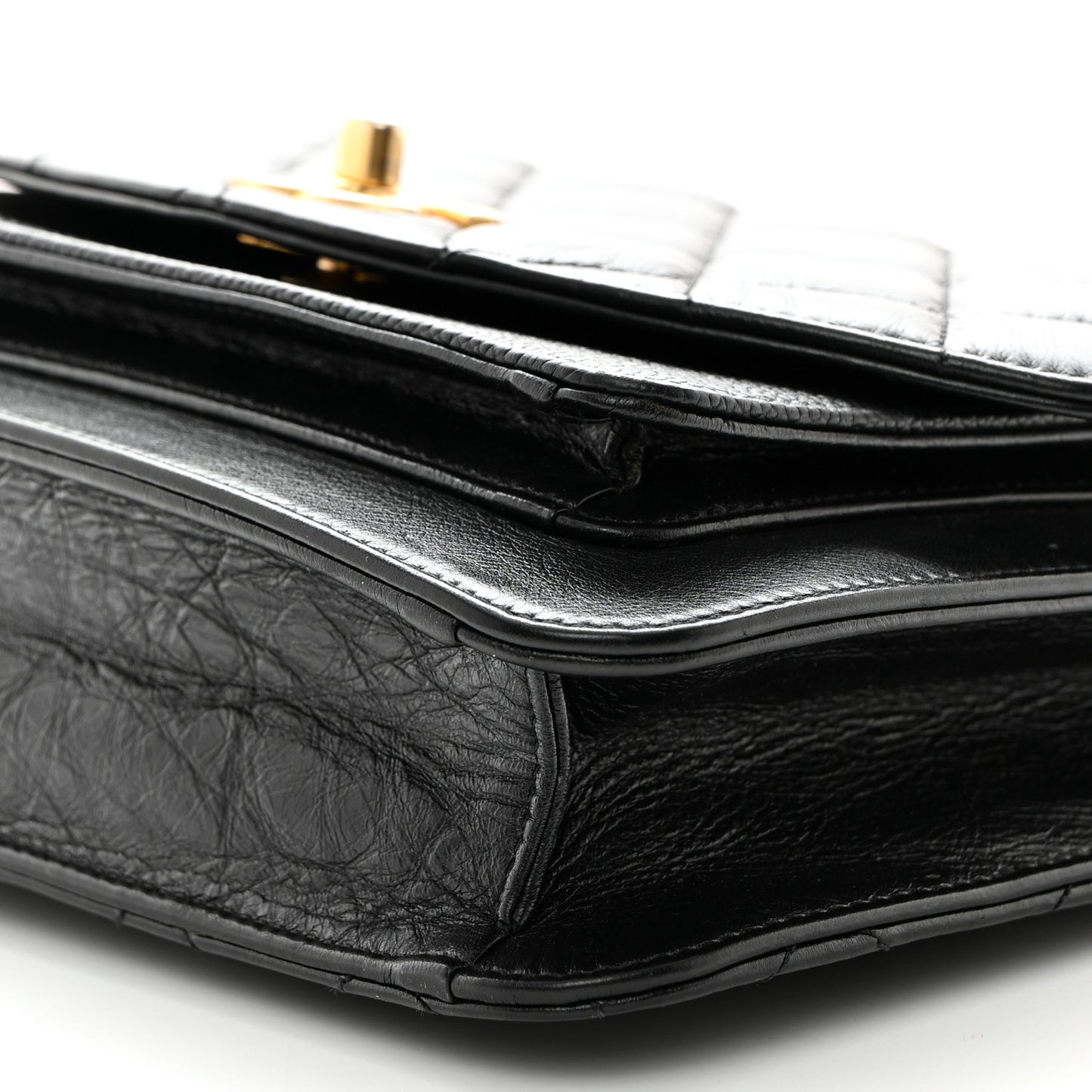 Calfskin Caviar Quilted Chain Handle Flap Black