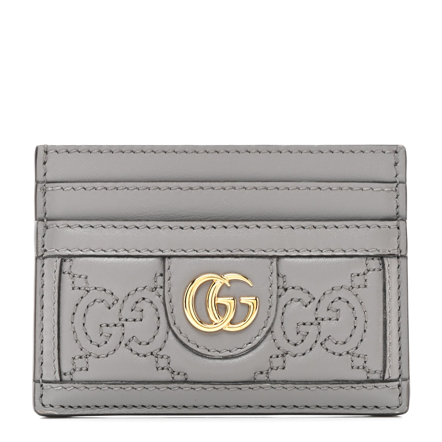 Gucci Calfskin GG Matelasse Card Holder Dusty Grey 1 of 6