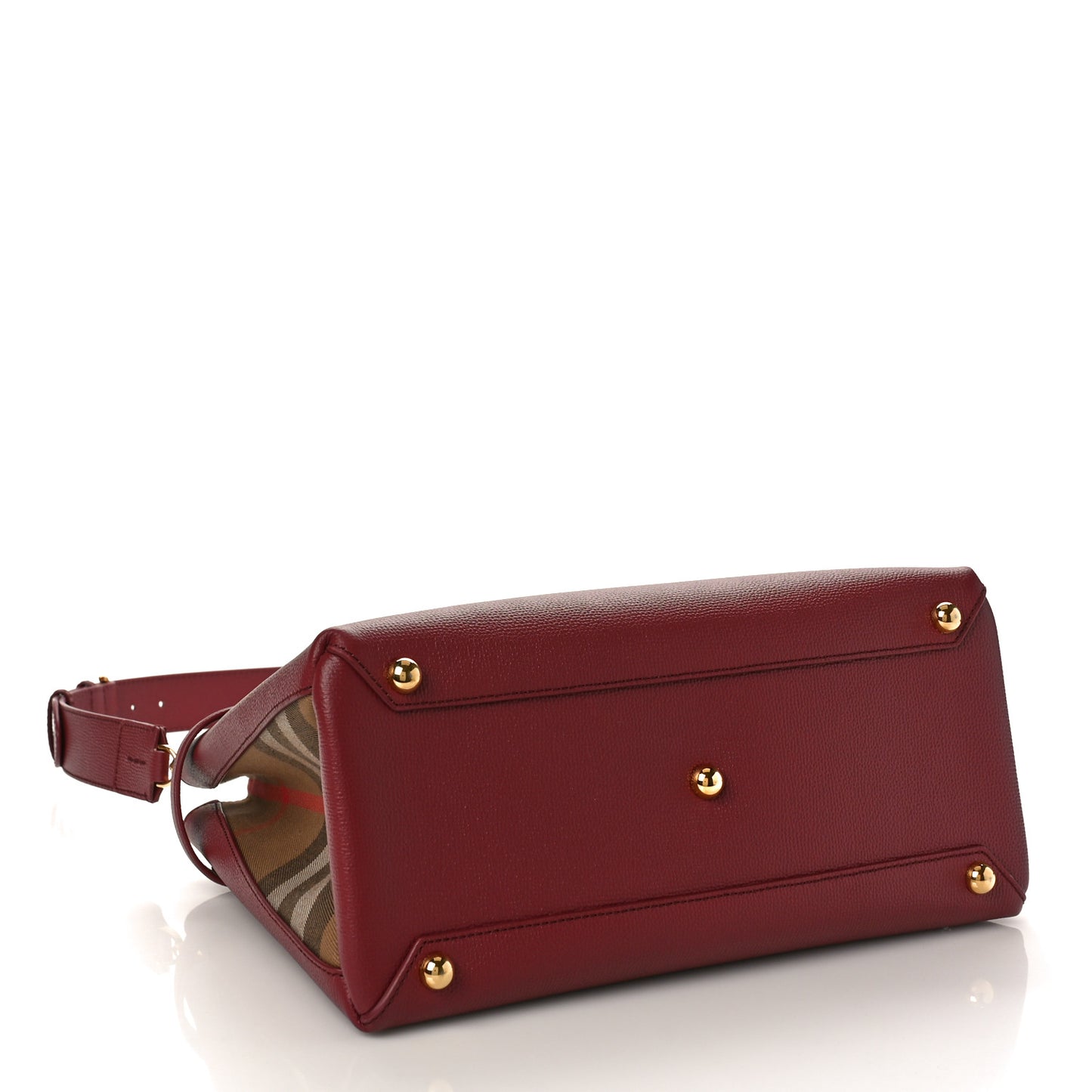 Grainy Calfskin House Check Medium Banner Tote Mahogany Red