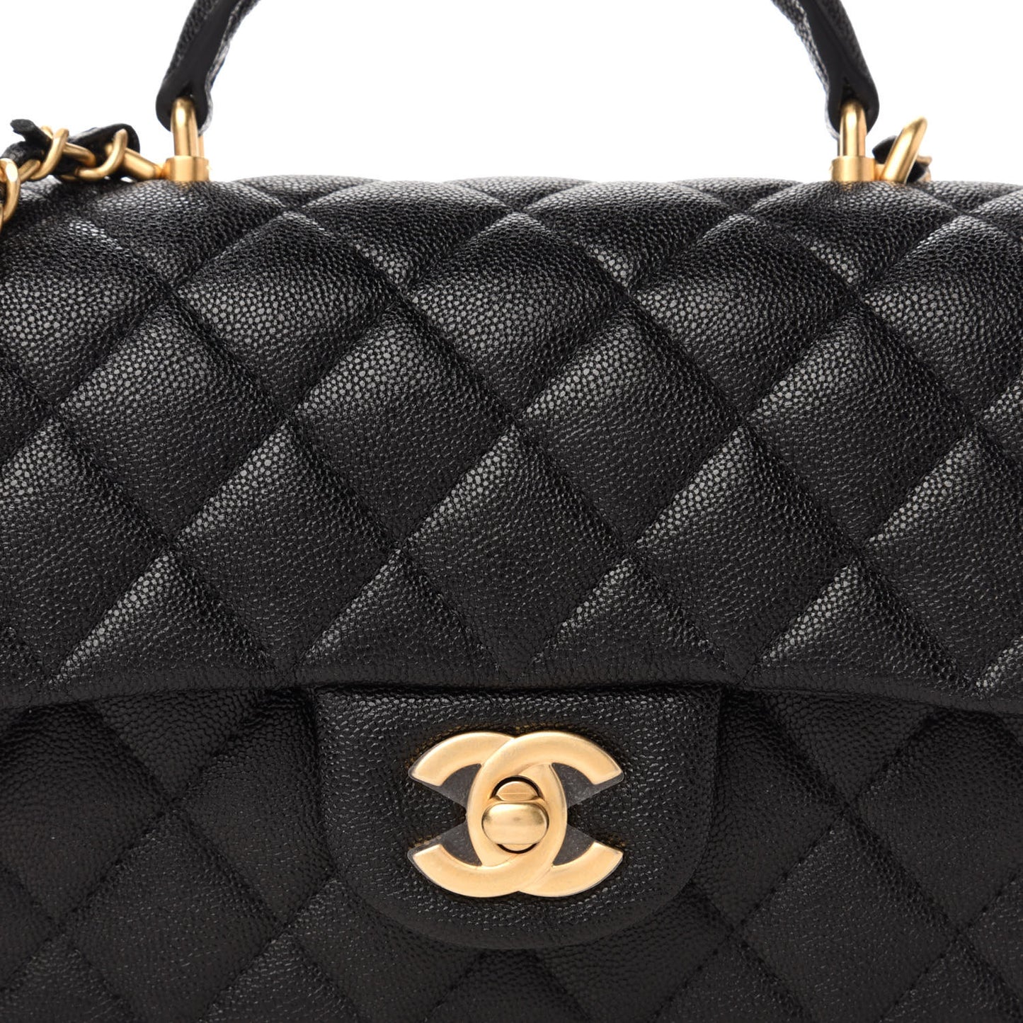 Caviar Quilted Mini Top Handle Rectangular Flap Black