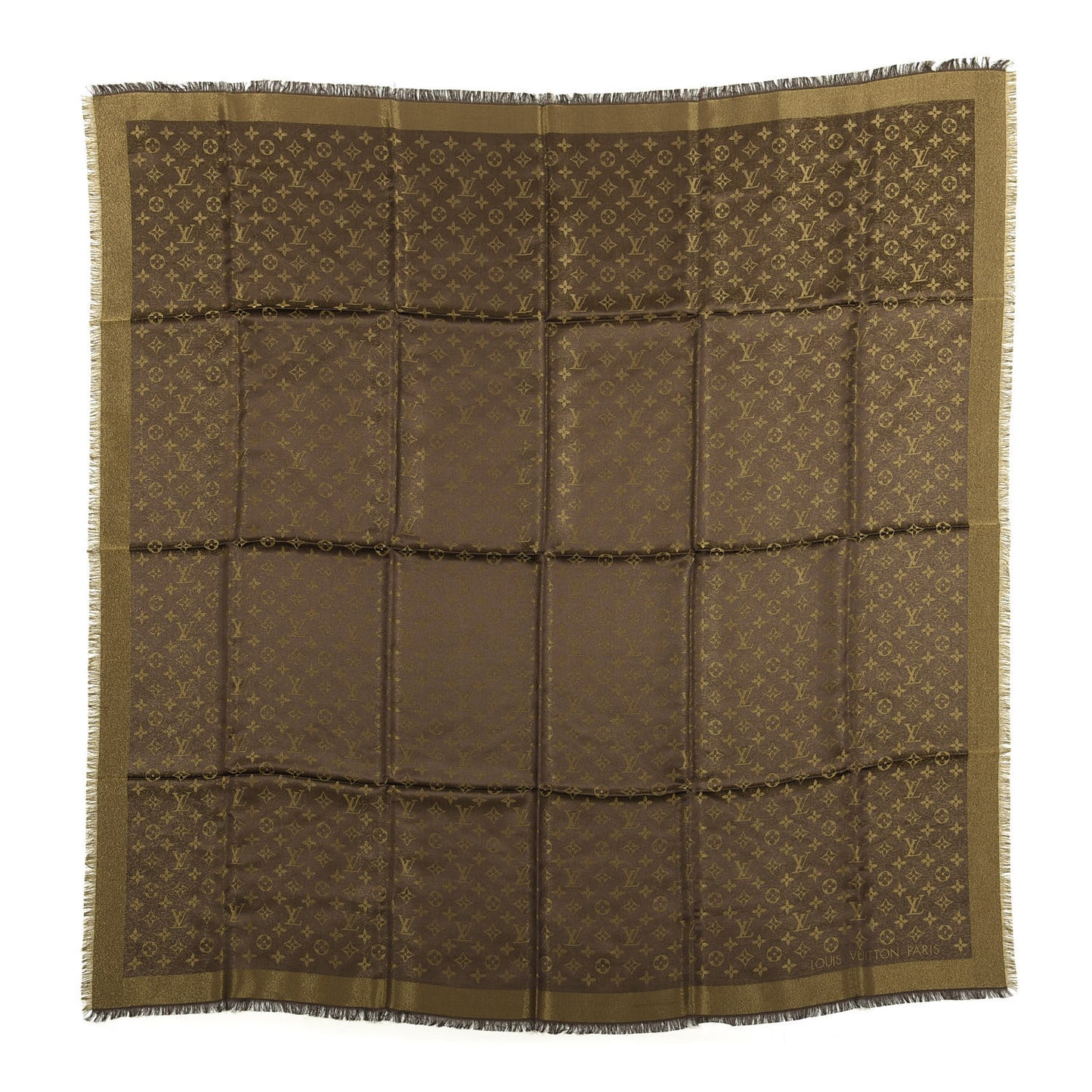 Silk Lurex Wool Monogram Shine Shawl Brown