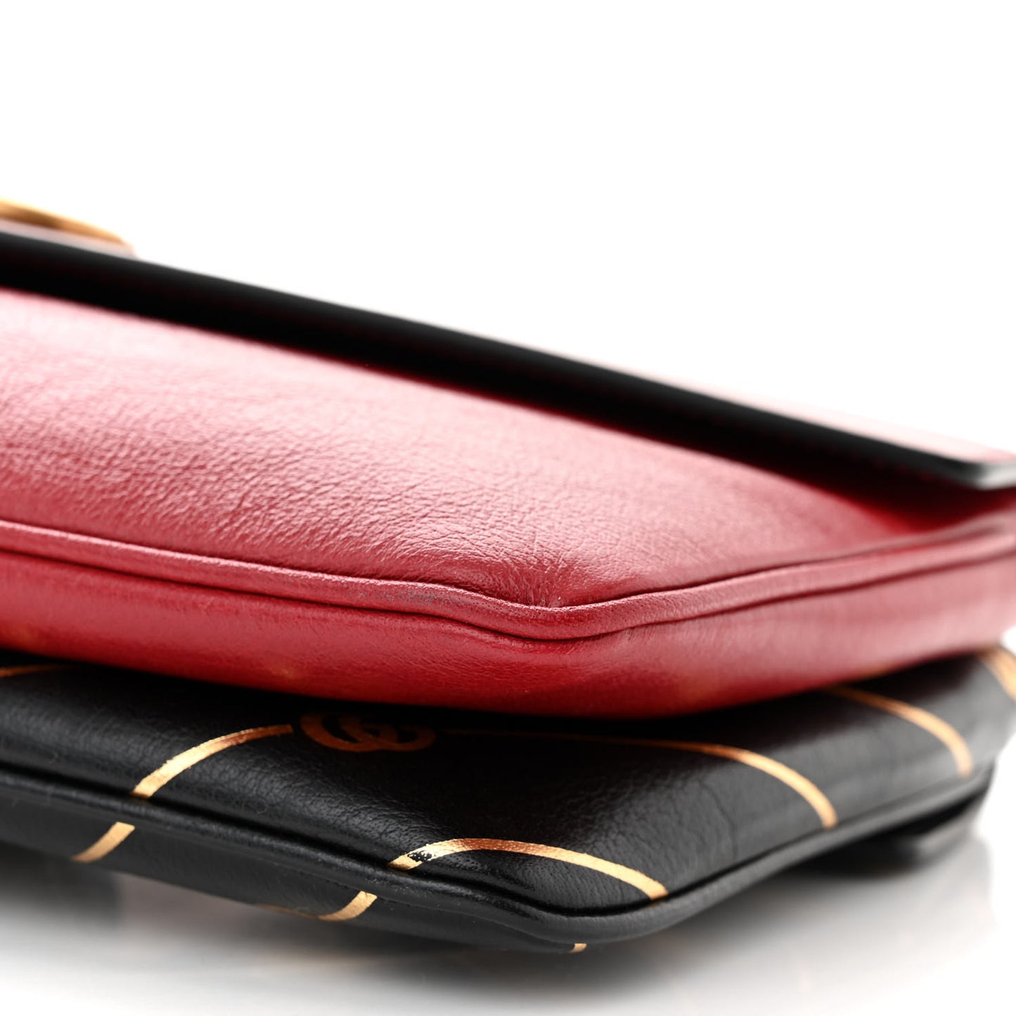 Calfskin Diagonal GG Medium Thiara Double Envelope Shoulder Bag Black Red