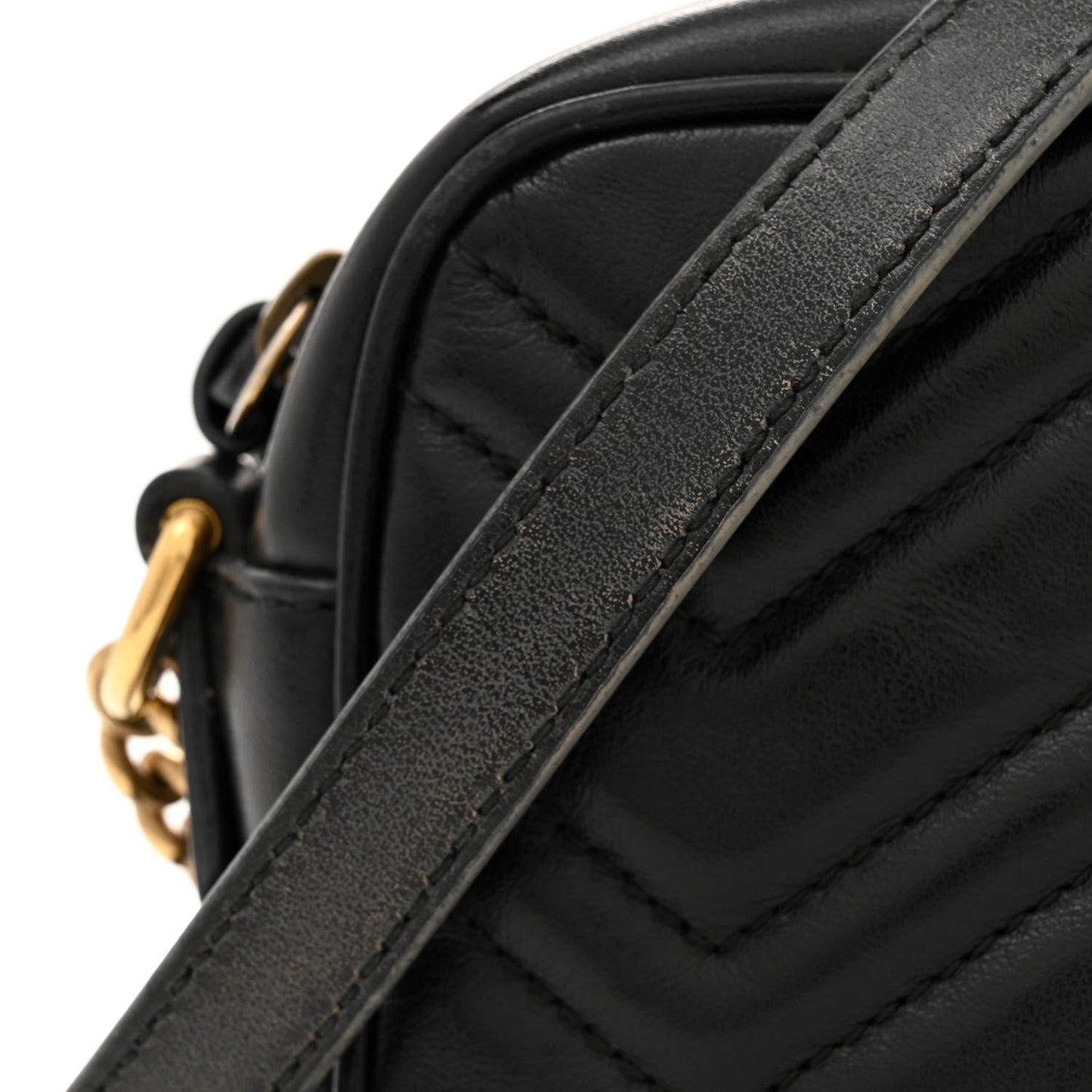 Calfskin Matelasse Mini GG Marmont Chain Shoulder Bag Black