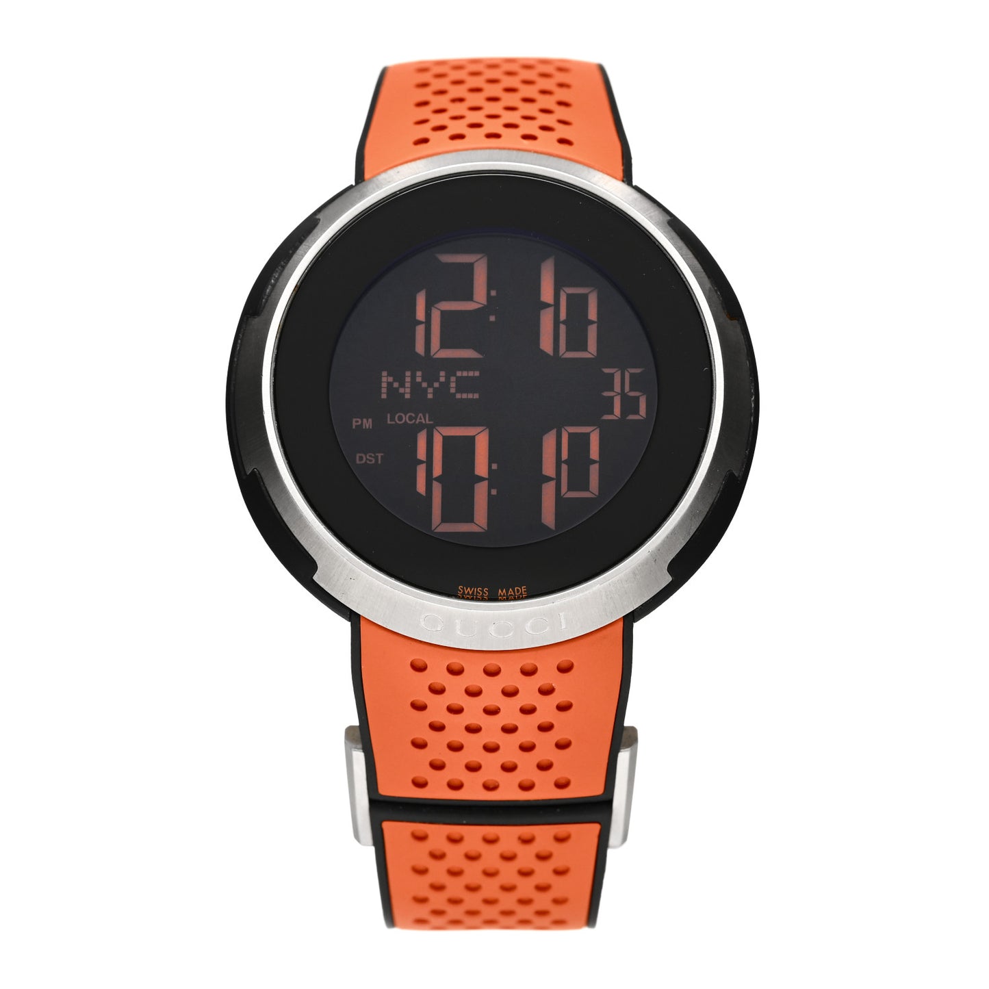 Stainless Steel Rubber 49mm Digital I-Gucci Sport Watch Black