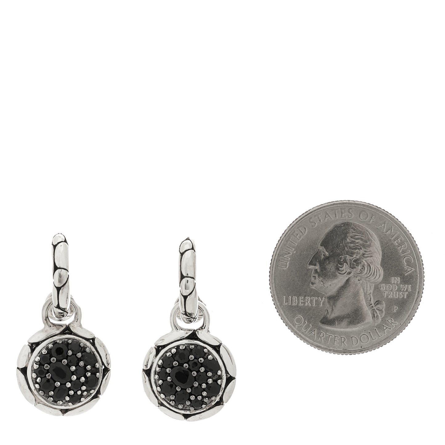 Sterling Silver Black Sapphire Kali Batu Drop Earrings