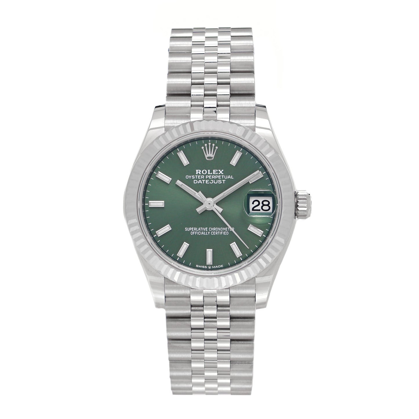 Stainless Steel 18K White Gold 31mm Oyster Perpetual Datejust Watch Mint Green 278274