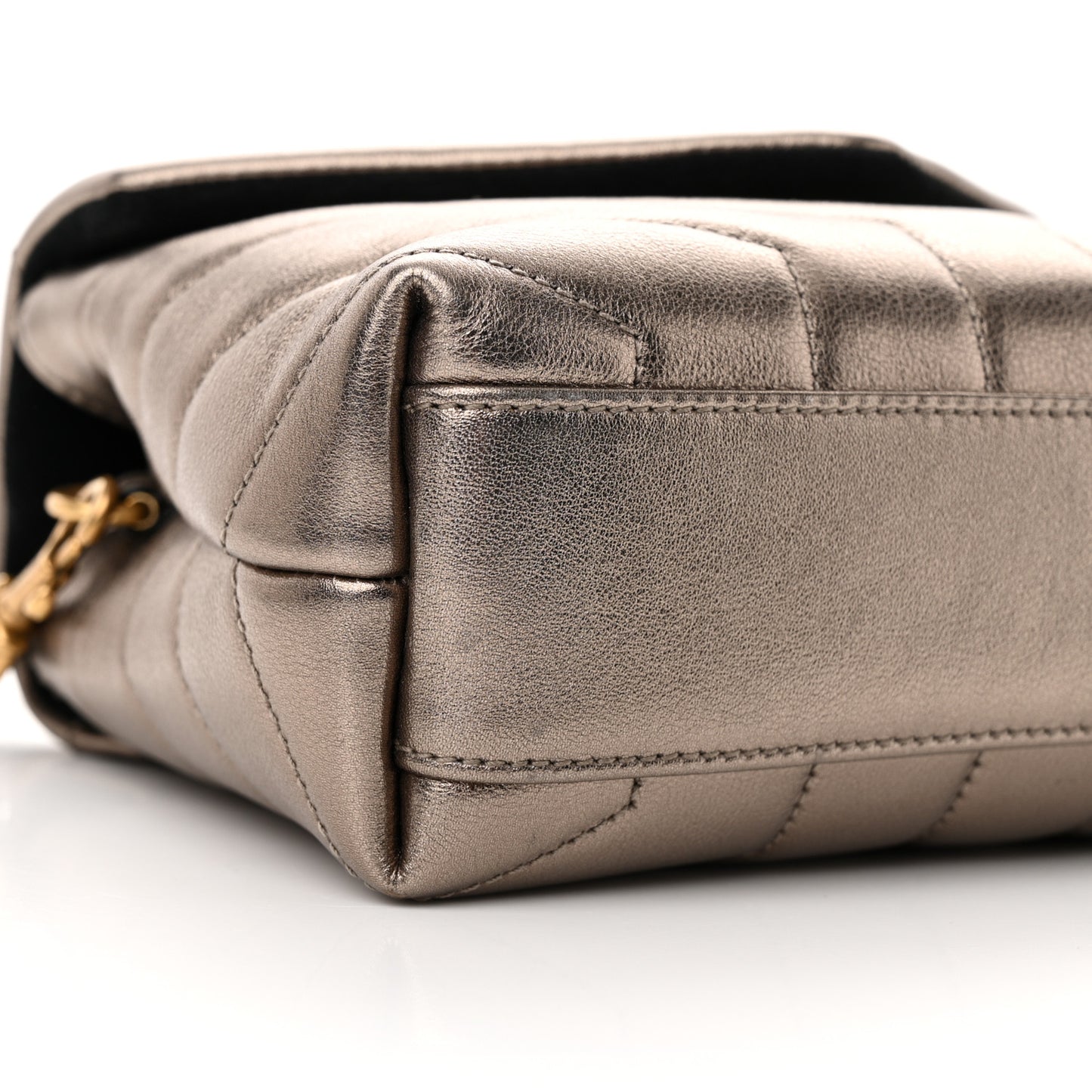 Metallic Calfskin Y Quilted Monogram Toy Loulou Crossbody Bag Piombo
