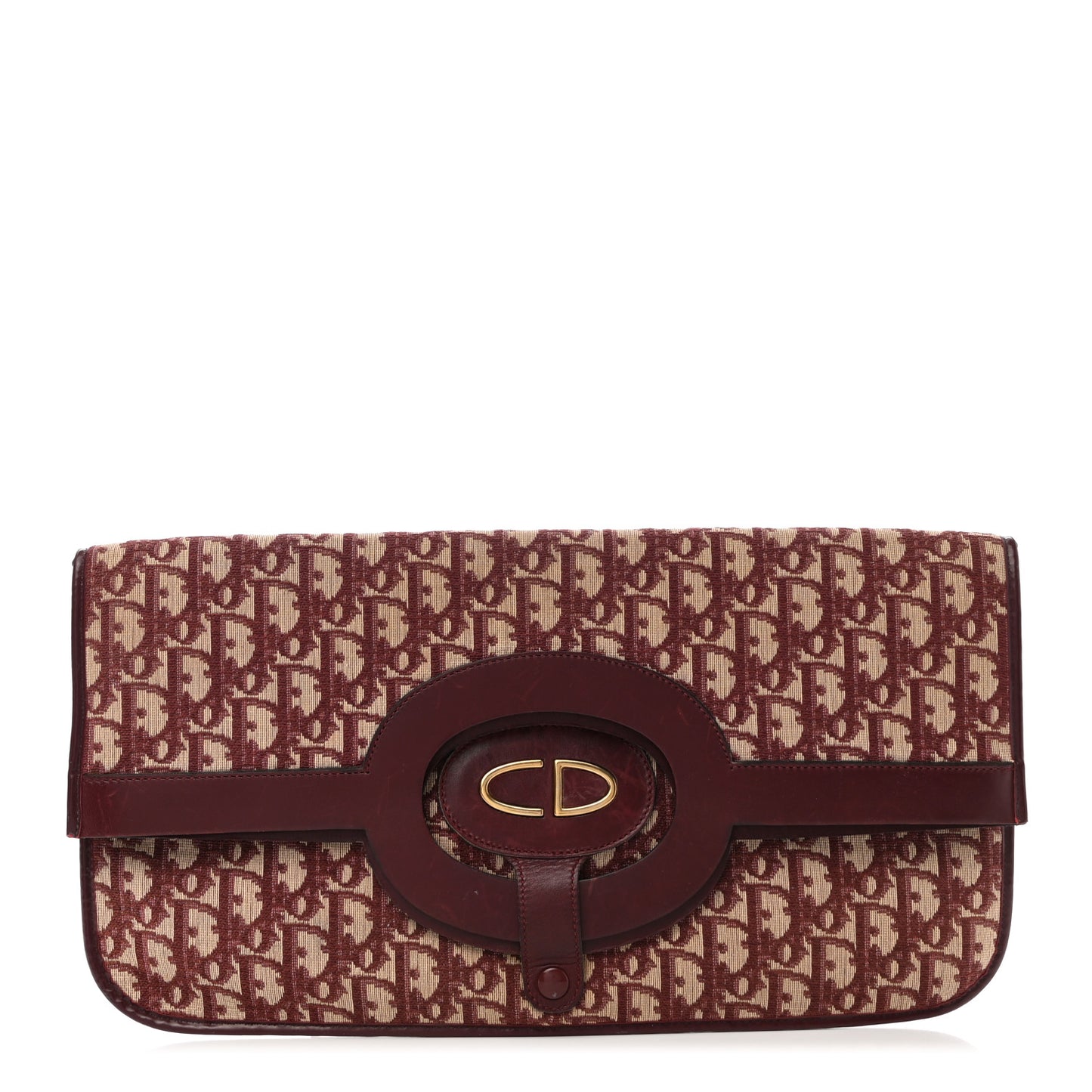 Oblique Fold Over Clutch Burgundy