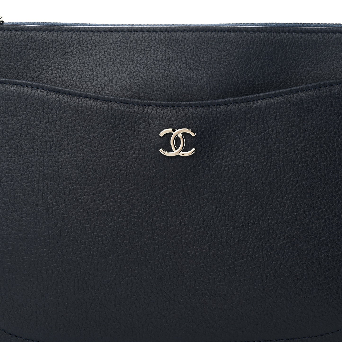 Grained Calfskin Large Neo Executive Cosmetic Case Dark Blue